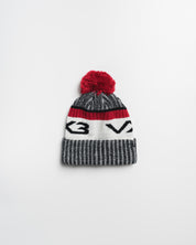 Fleece-Lined Bobble Hat Black/Red/Antique White