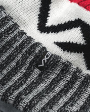 Fleece-Lined Bobble Hat Black/Red/Antique White