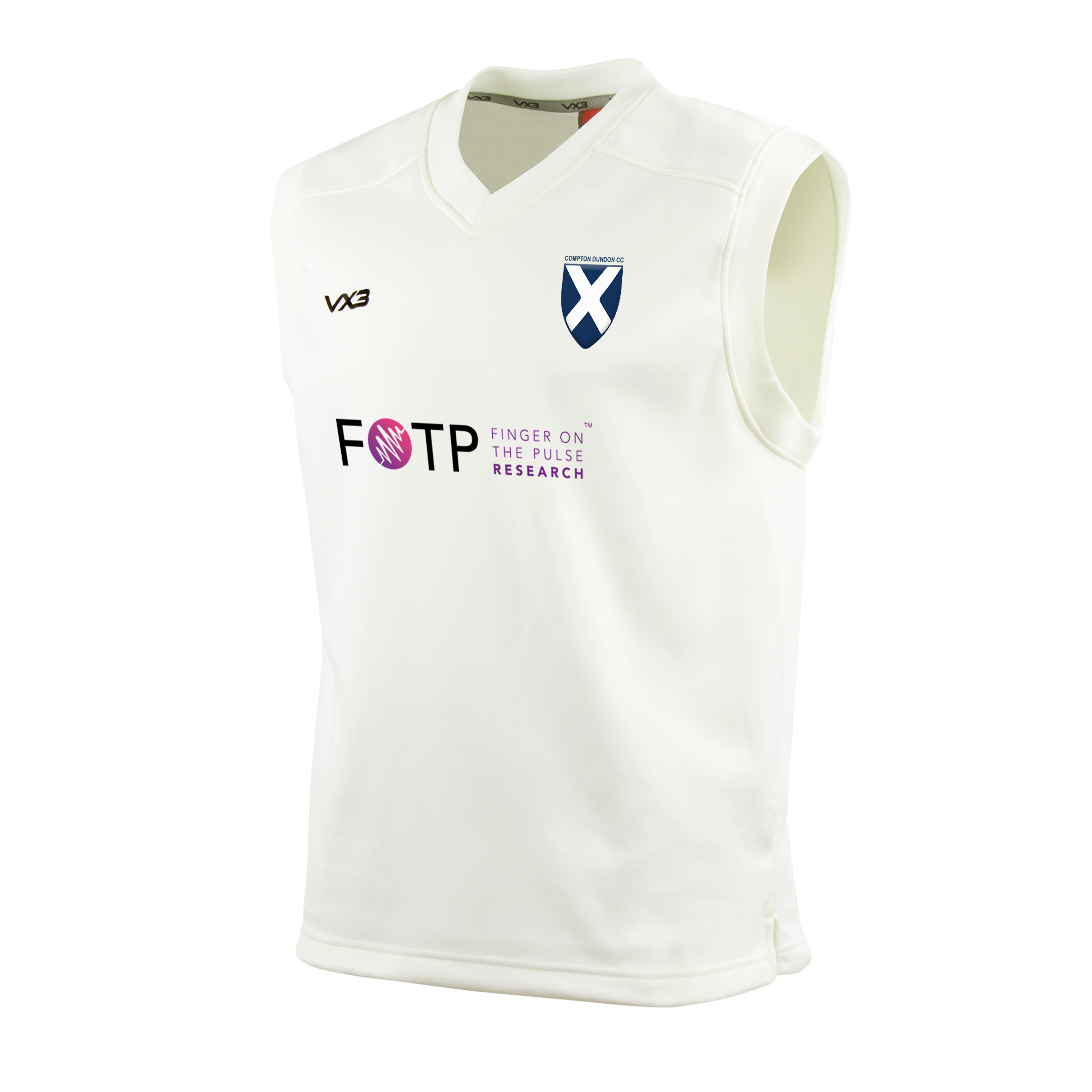 Compton Dundon Cricket Club Whites Elite Slipover - Youth Sponsor