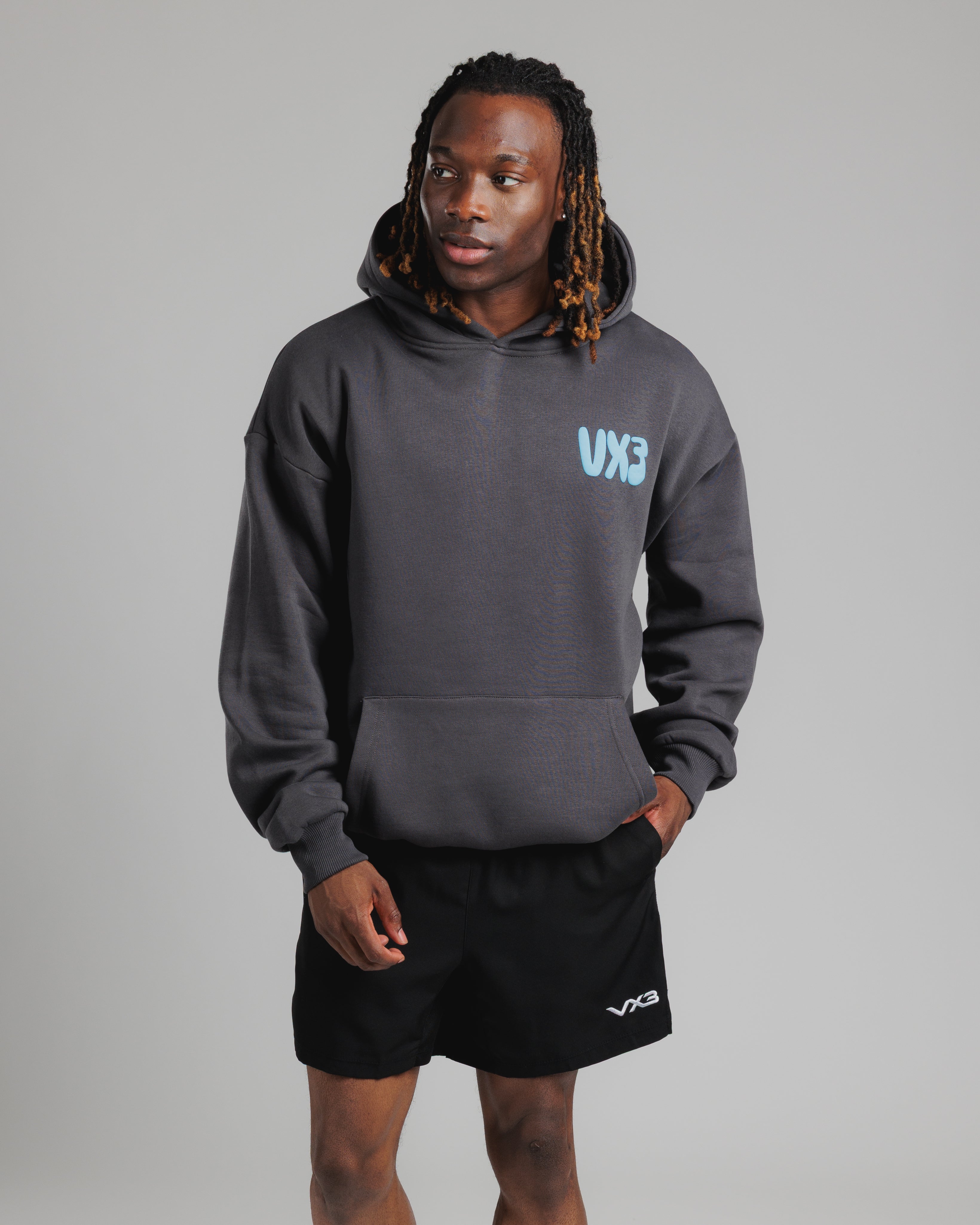 Conquer Club Hoodie Carbon/Baby Blue
