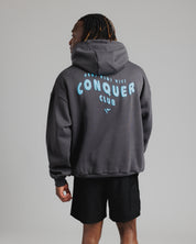 Conquer Club Hoodie Carbon/Baby Blue