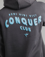 Conquer Club Hoodie Carbon/Baby Blue