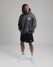 Conquer Club Hoodie Carbon/Baby Blue