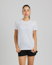 Conquer Ladies Tee White/Hot Pink