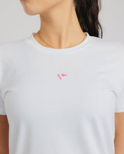 Conquer Ladies Tee White/Hot Pink