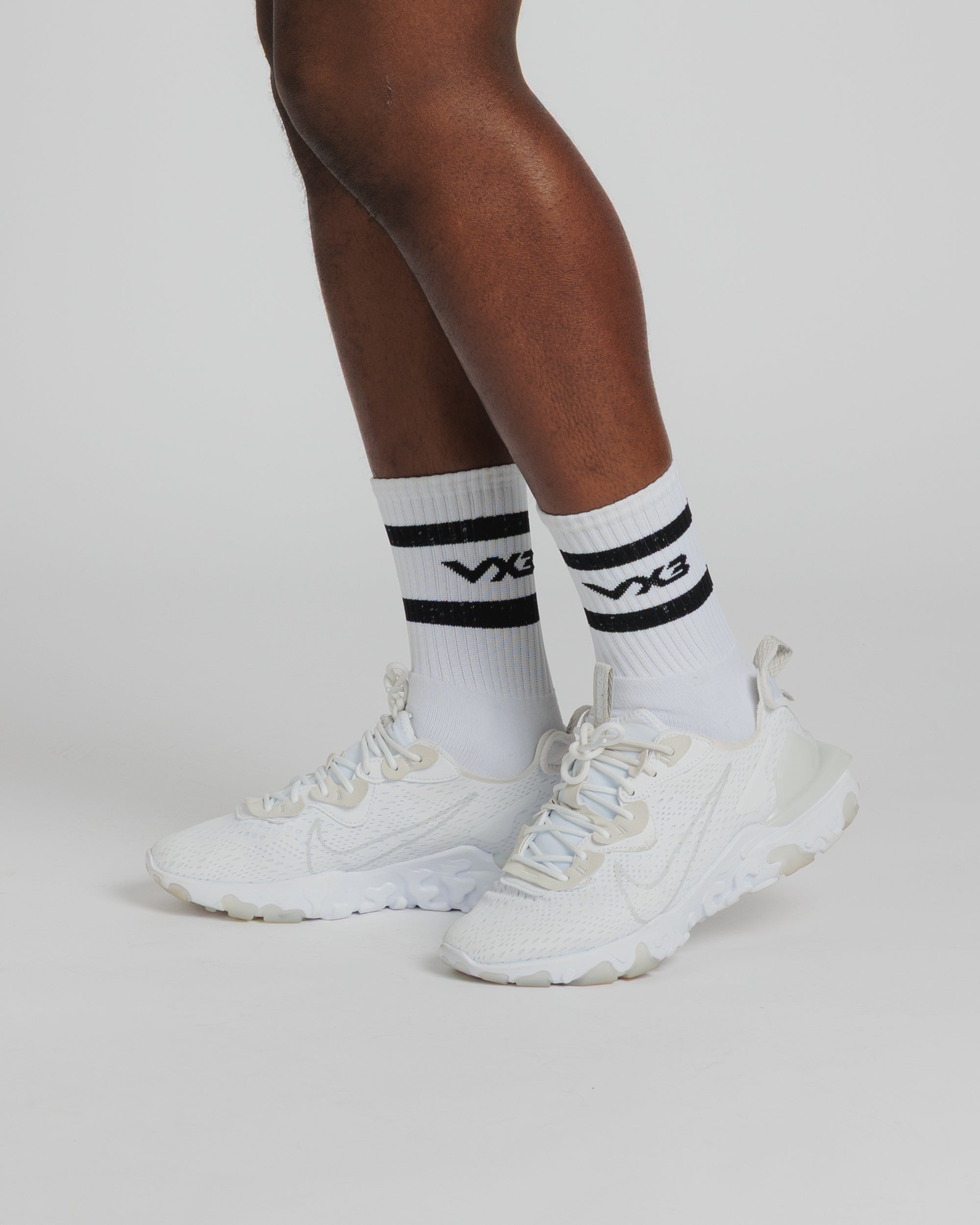 Logo Crew Sock White – VX3