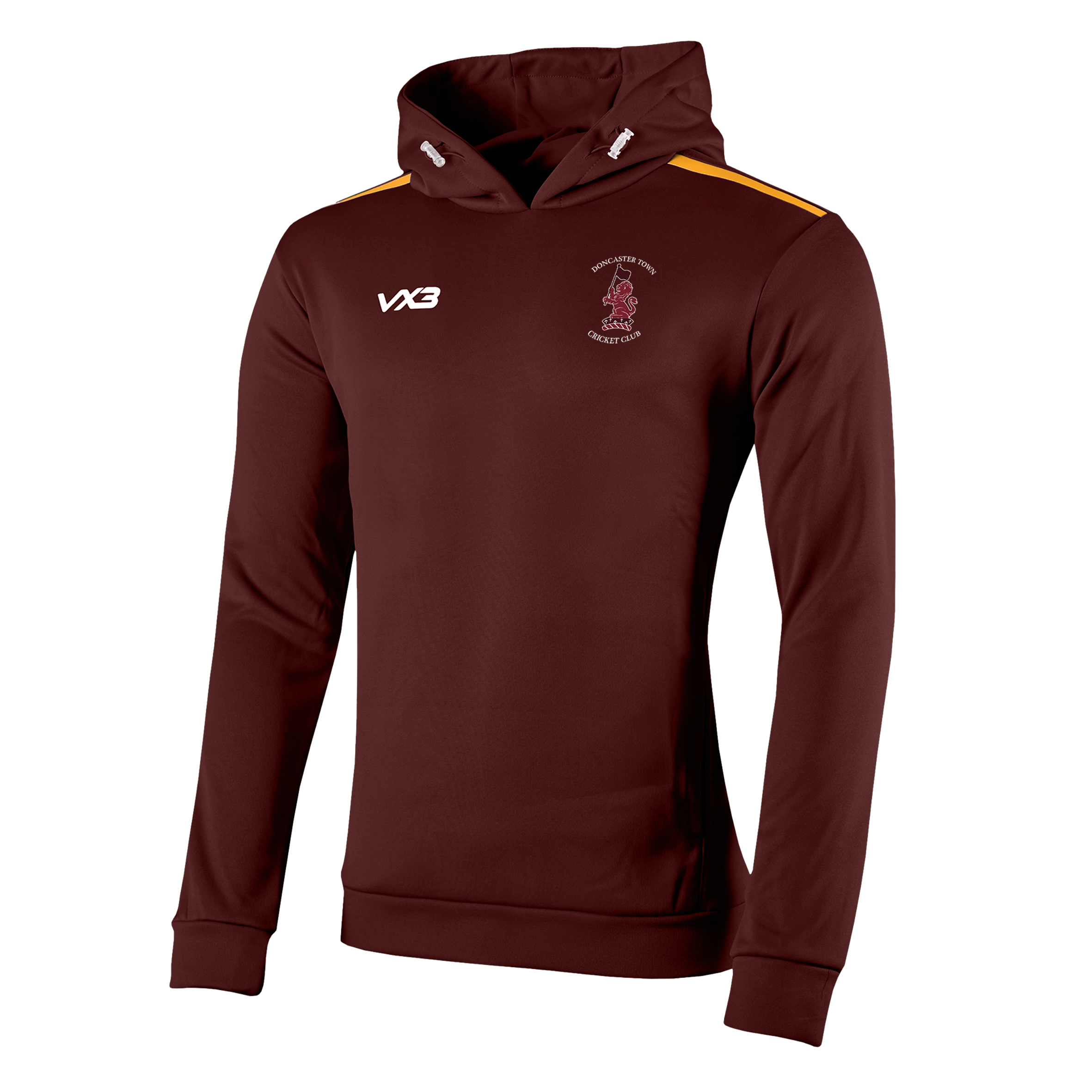 Doncaster Town Cricket Club Fortis Youth Hoodie Maroon/Amber