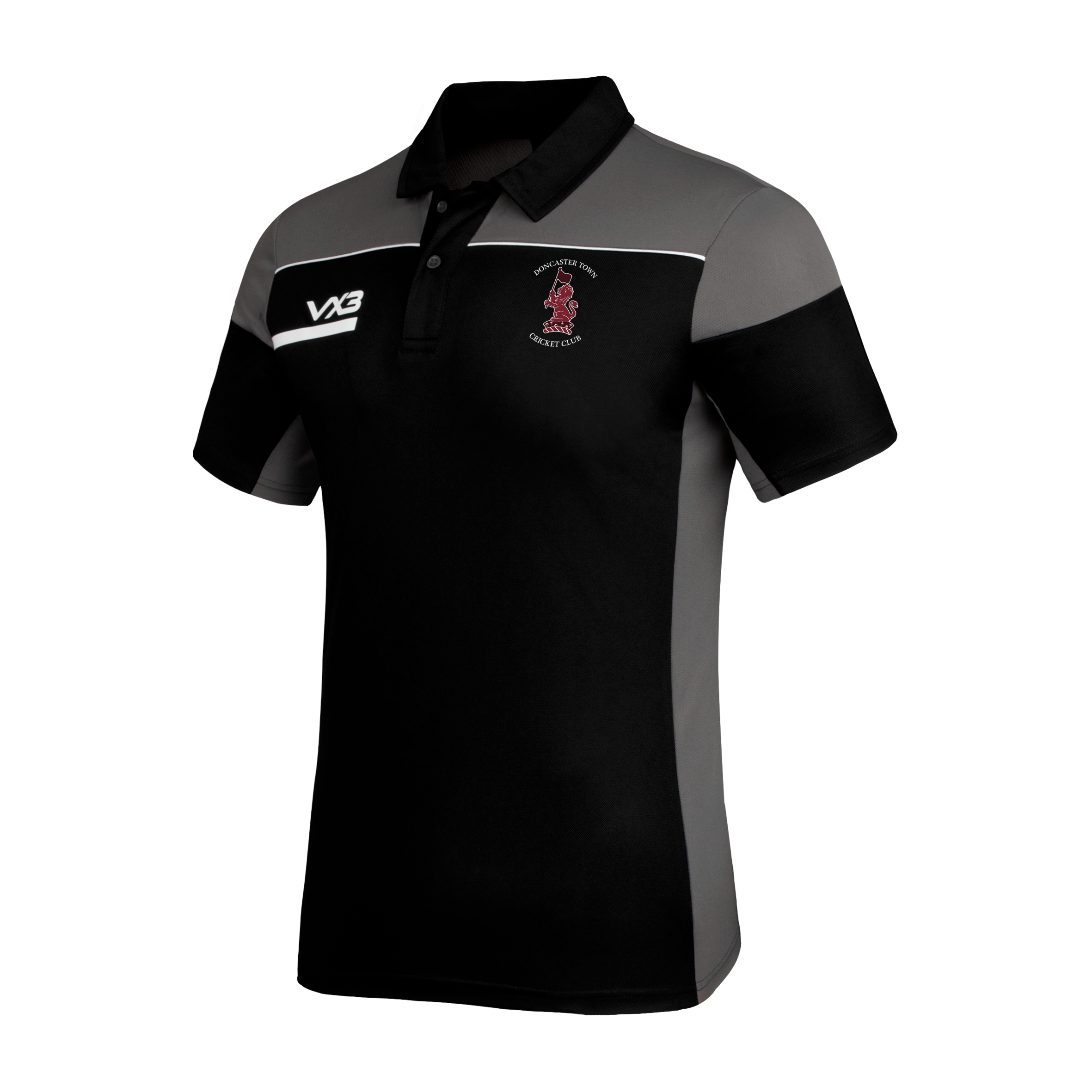 Doncaster Town Cricket Club Opus Polo - Black Grey