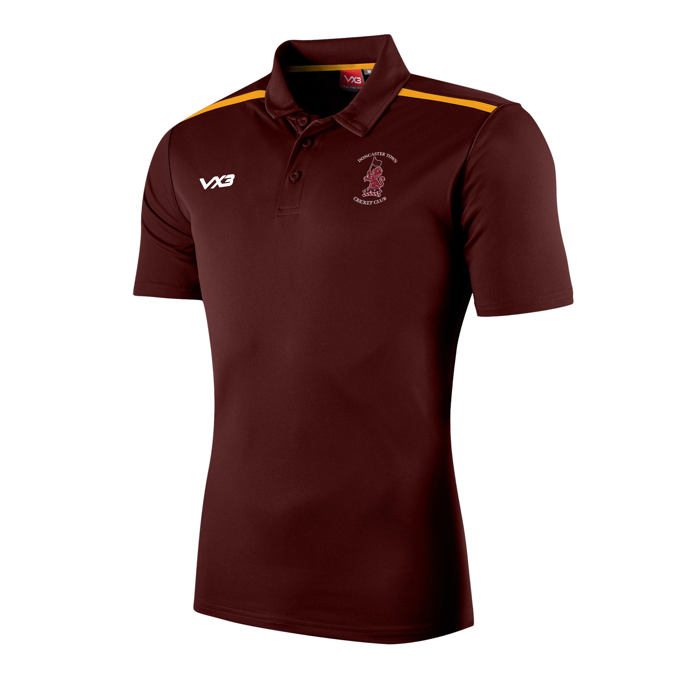 Doncaster Town Cricket Club Fortis Polo Maroon/Amber