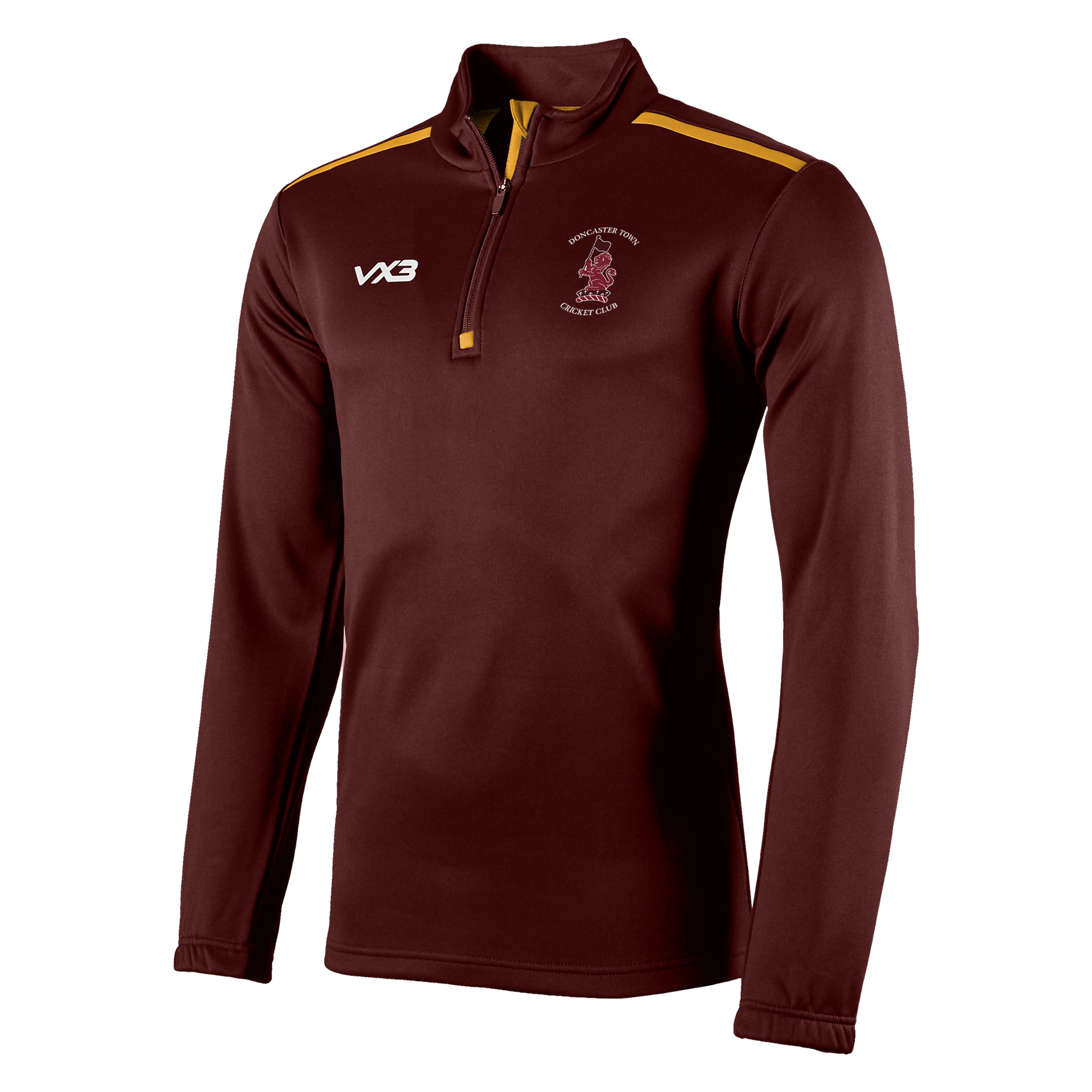 Doncaster Town Cricket Club Fortis Quarter Zip Sweat Maroon/Amber