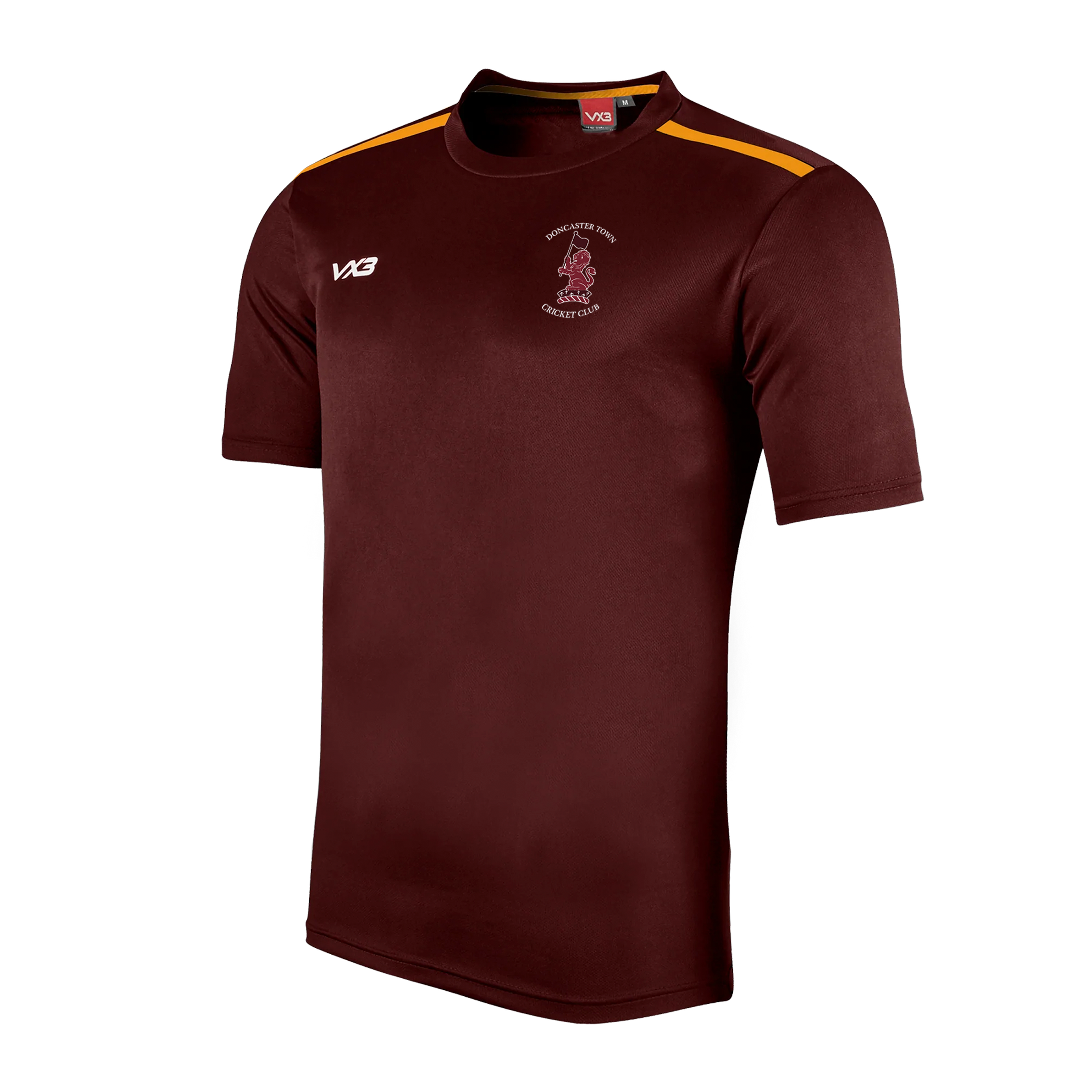 Doncaster Town Cricket Club Fortis Youth Tee Maroon/Amber