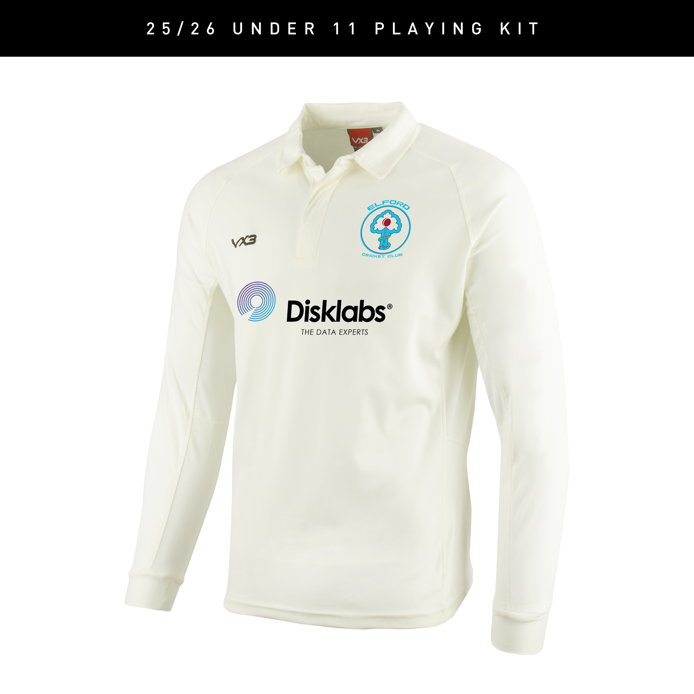 Elford Cricket Club Long Sleeve Shirt - 25/26 Under 11 Playing Kit