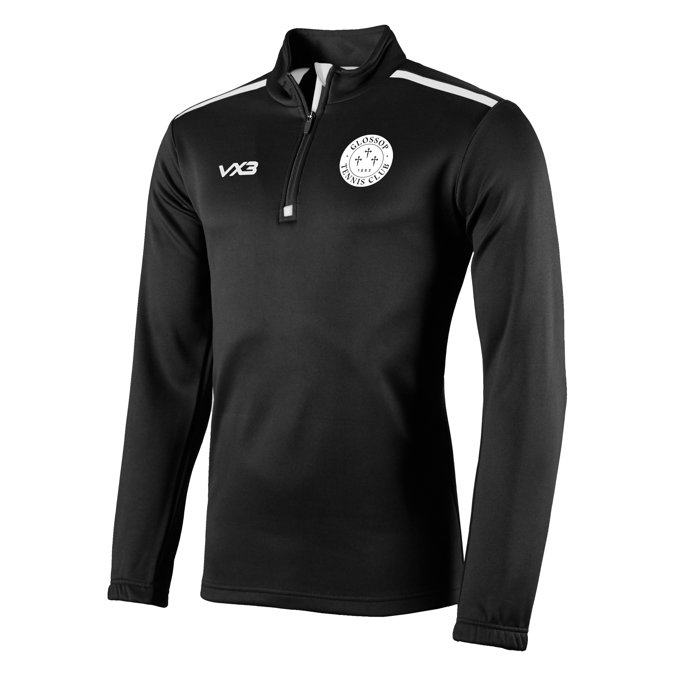 Glossop Tennis Club Fortis Quarter Zip Sweat - Black/White