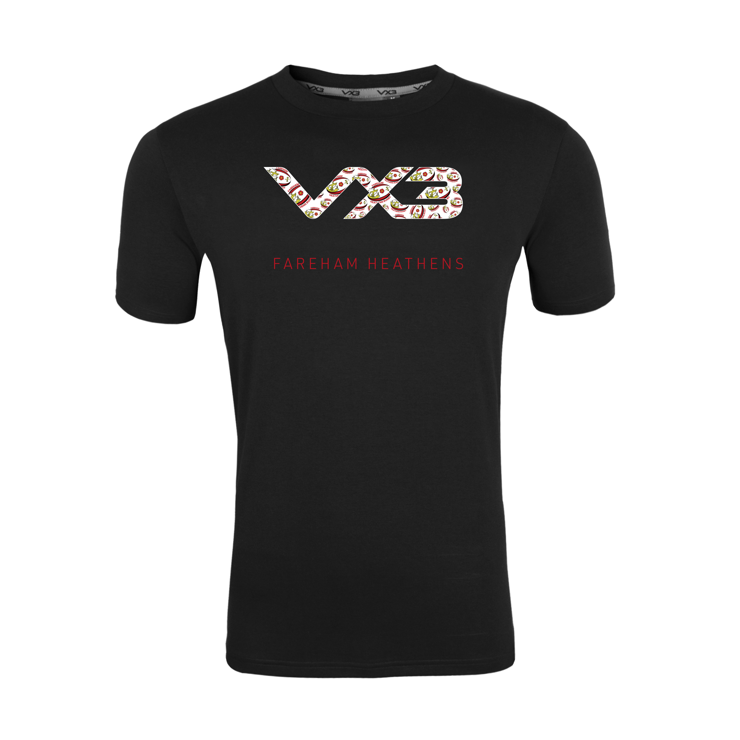 Fareham Heathens Rugby Black Invicta Club Tee - Red Text