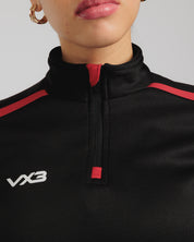 Fortis Ladies Quarter Zip Sweat Black/Red