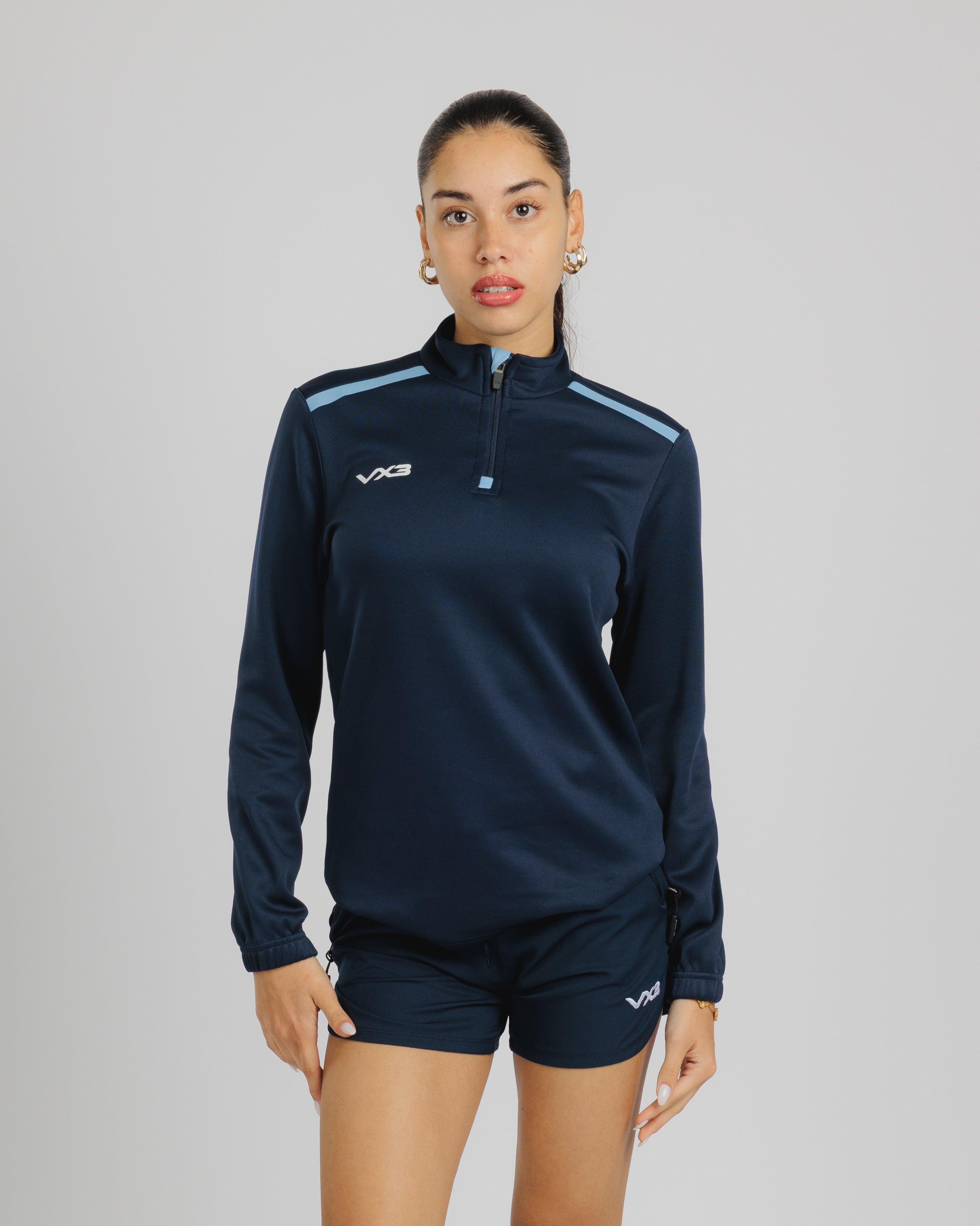 Fortis Ladies Quarter Zip Sweat Navy/Sky