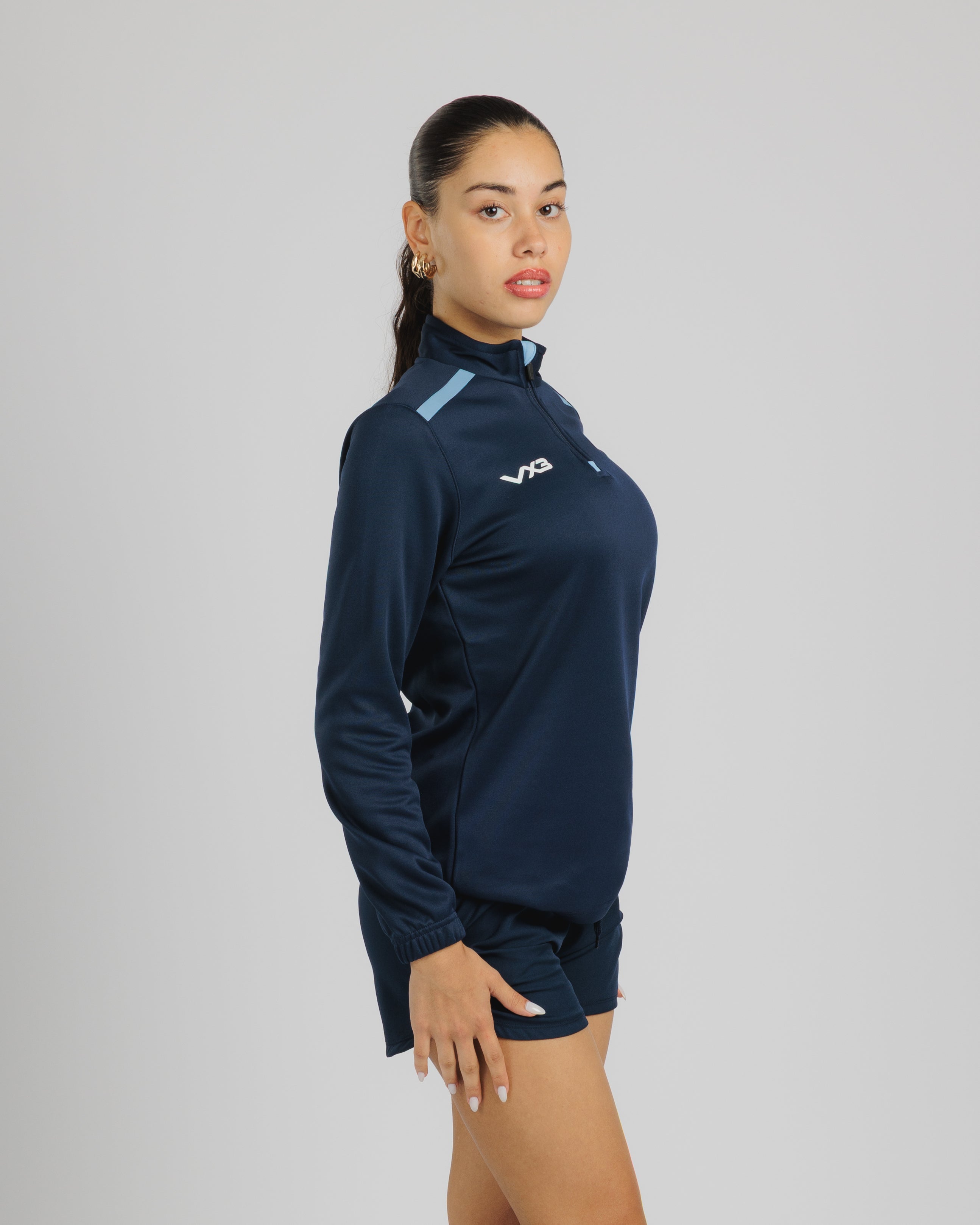 Fortis Ladies Quarter Zip Sweat Navy/Sky