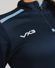 Fortis Ladies Quarter Zip Sweat Navy/Sky