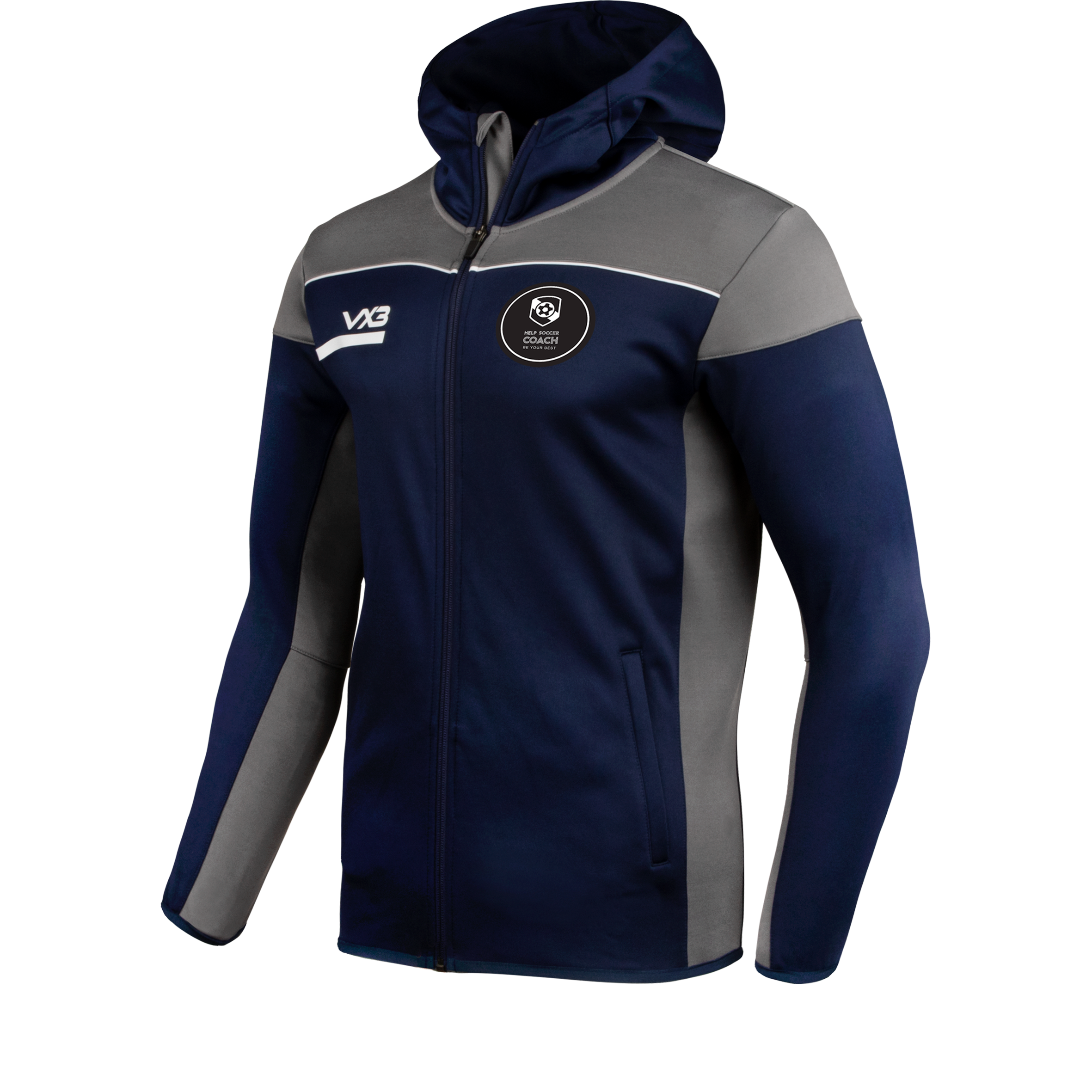 Help Soccer Coach Opus Zoodie Youth - Navy Grey