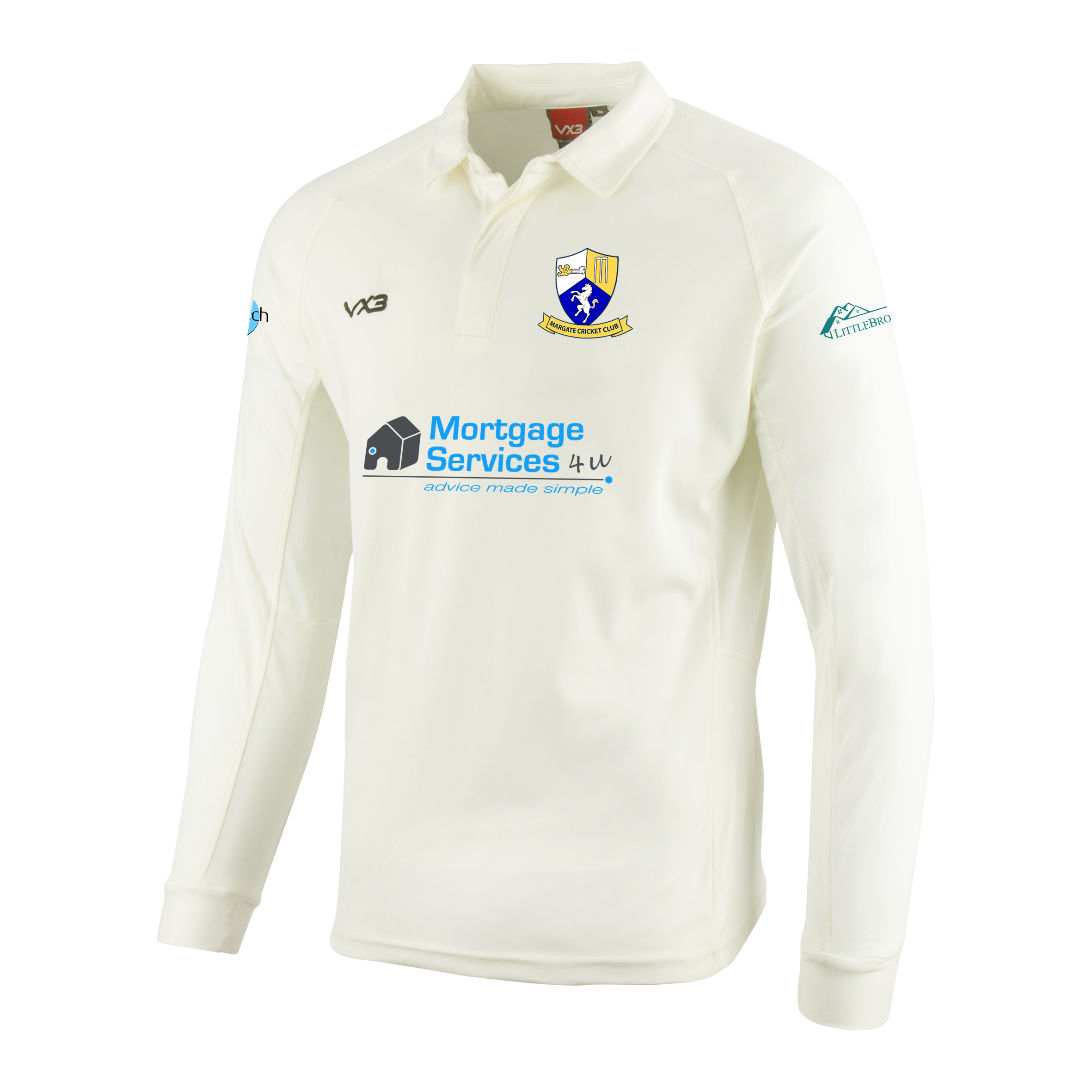 Margate CC Cricket Whites Youth Long Sleeve Shirt