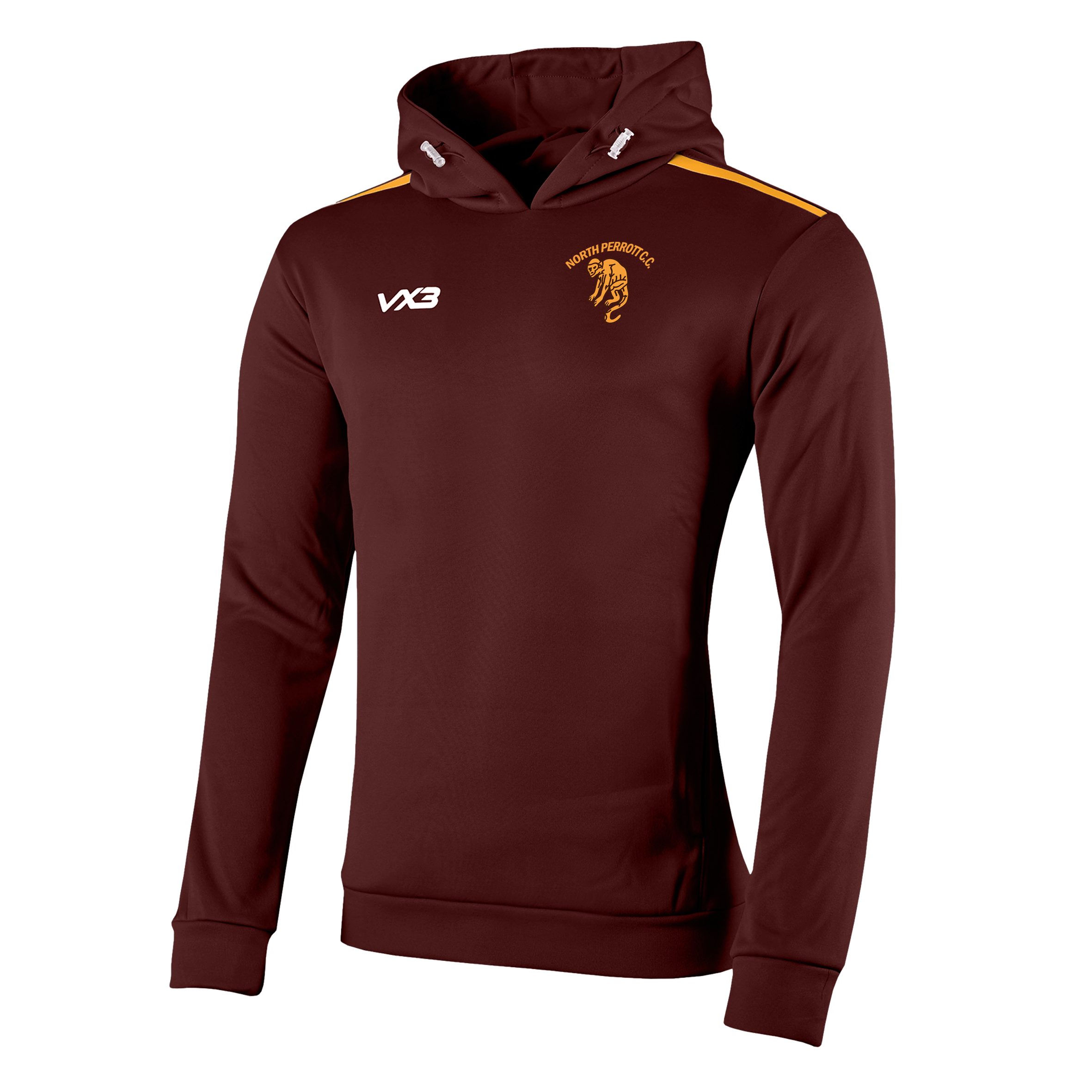 North Perrot Cricket Club Fortis Youth Hoodie Maroon/Amber