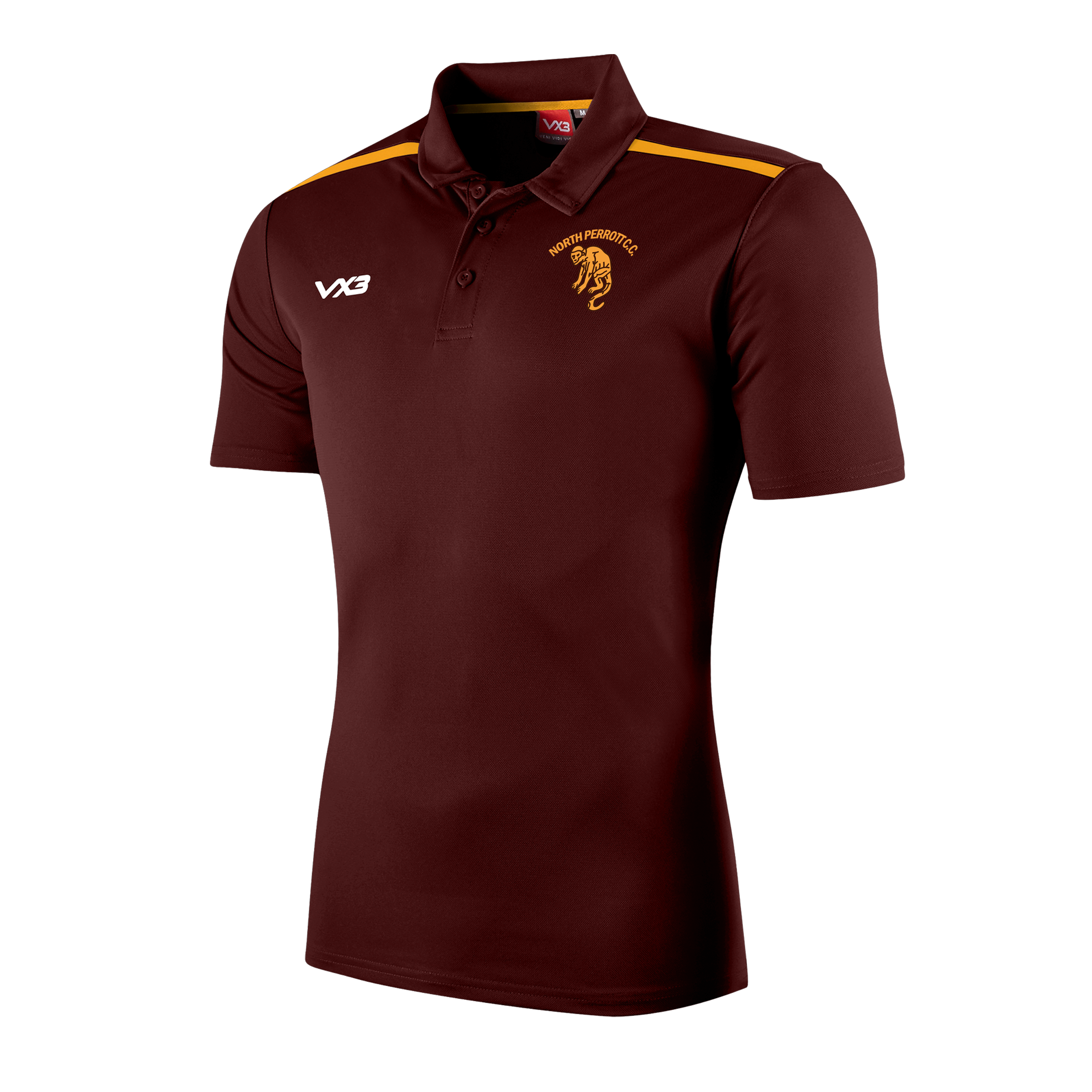 North Perrot Cricket Club Fortis Polo Maroon/Amber
