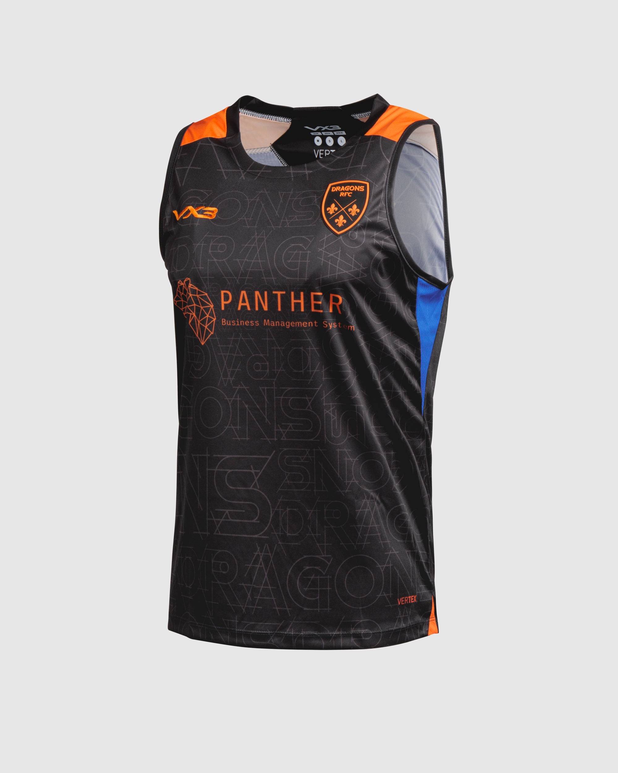 Dragons RFC 25/26 Vertex Training Vest Black/Bright Orange/Royal