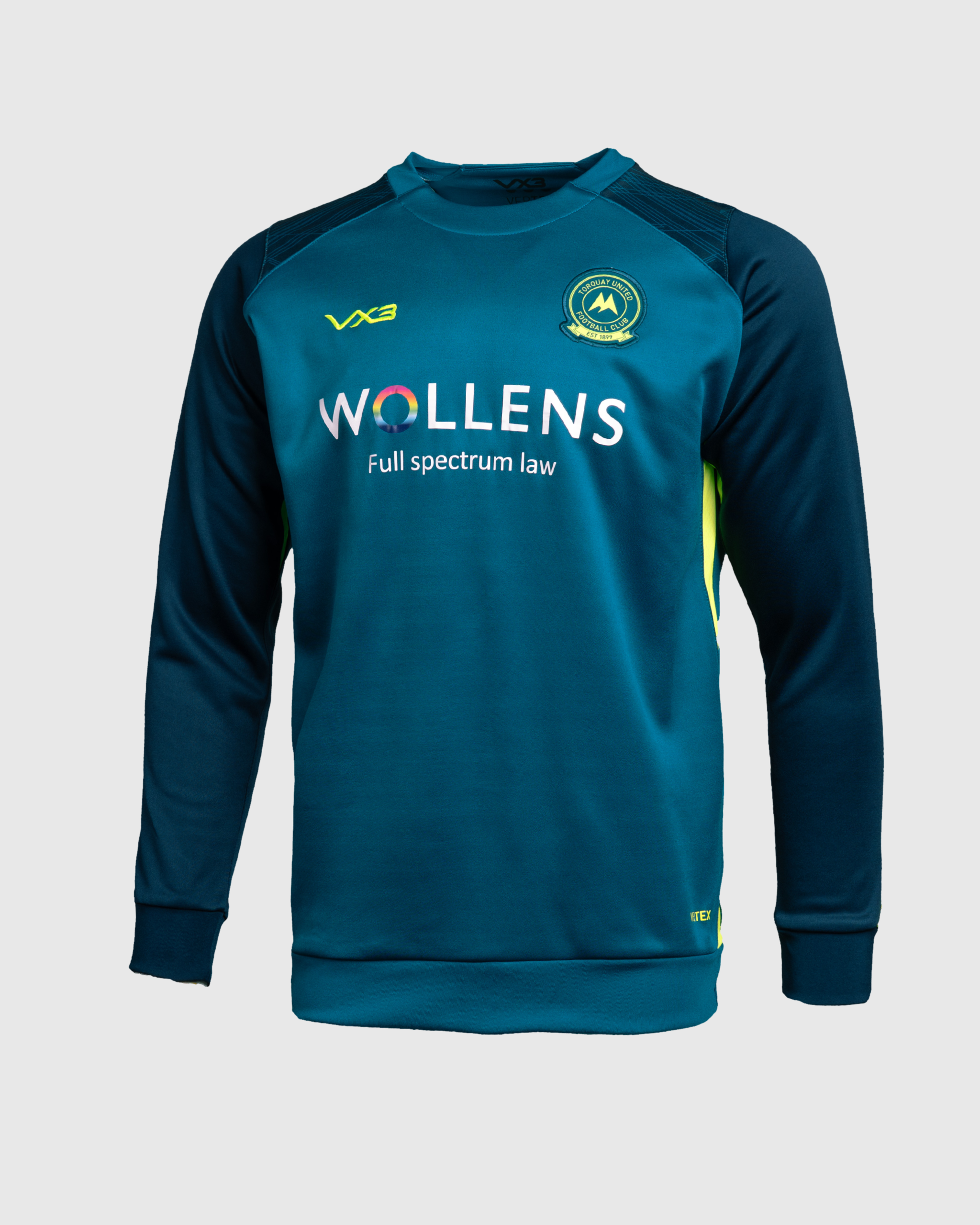 Torquay United FC 25/26 Vertex Sweatshirt Lyons Blue/Navy/Fluro Yellow