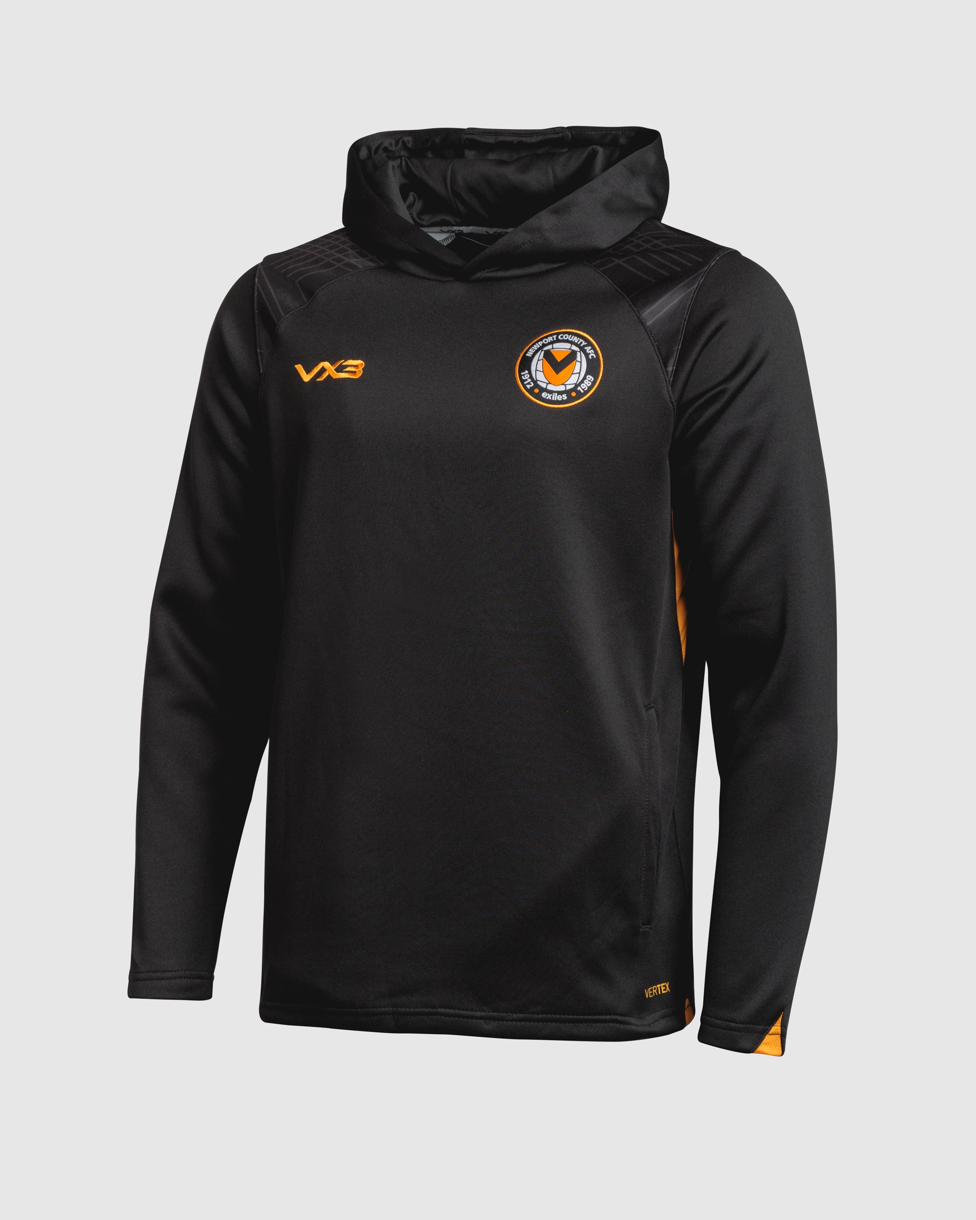 Newport County AFC 25/26 Vertex Training Hoodie Black/Amber