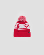 Waffle Knit Bobble Hat - Red/White