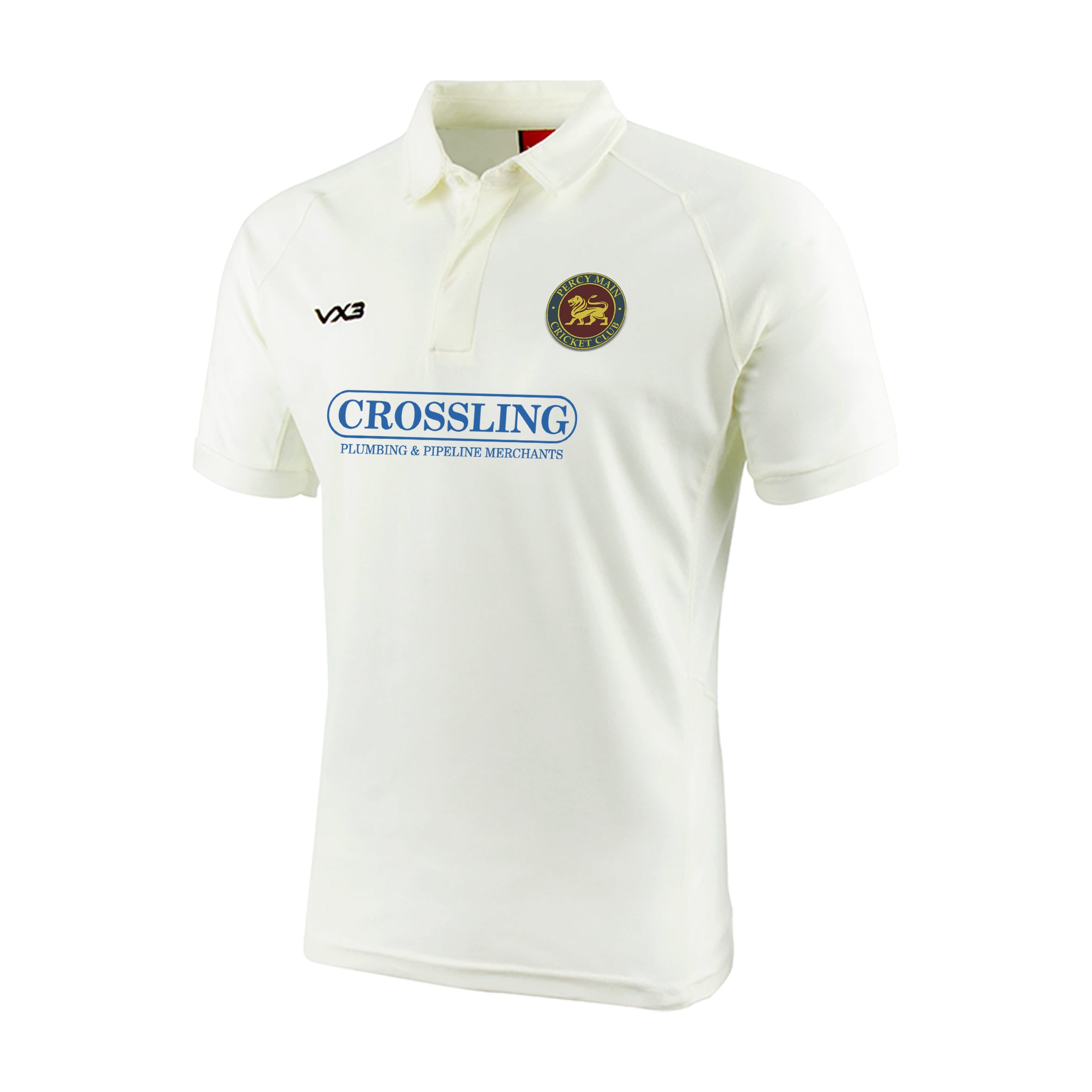 Percy Main Cricket Club Whites Youth Short Sleeve Shirt