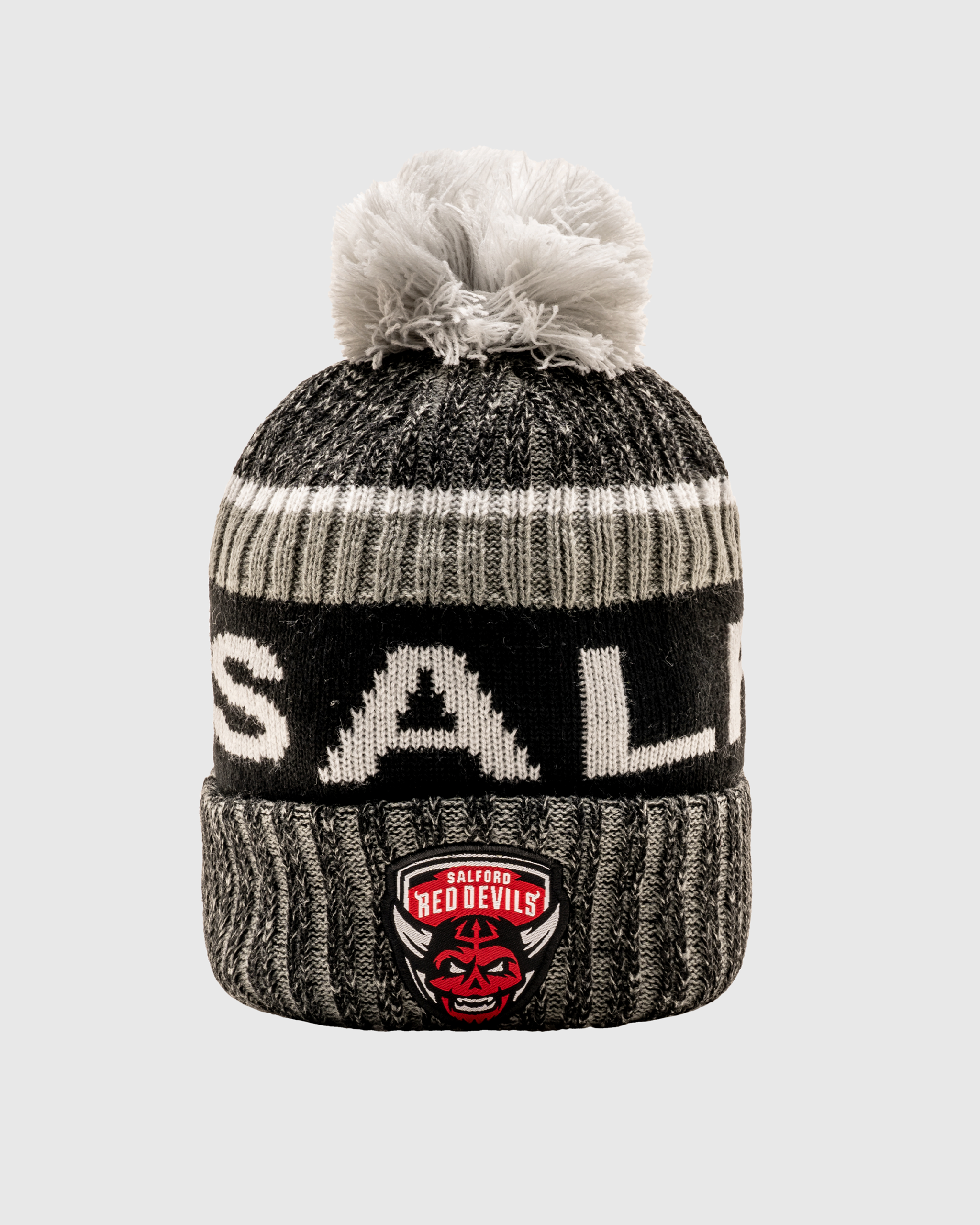 Salford Red Devils 2025 Marl Bobble Hat Black/Slate