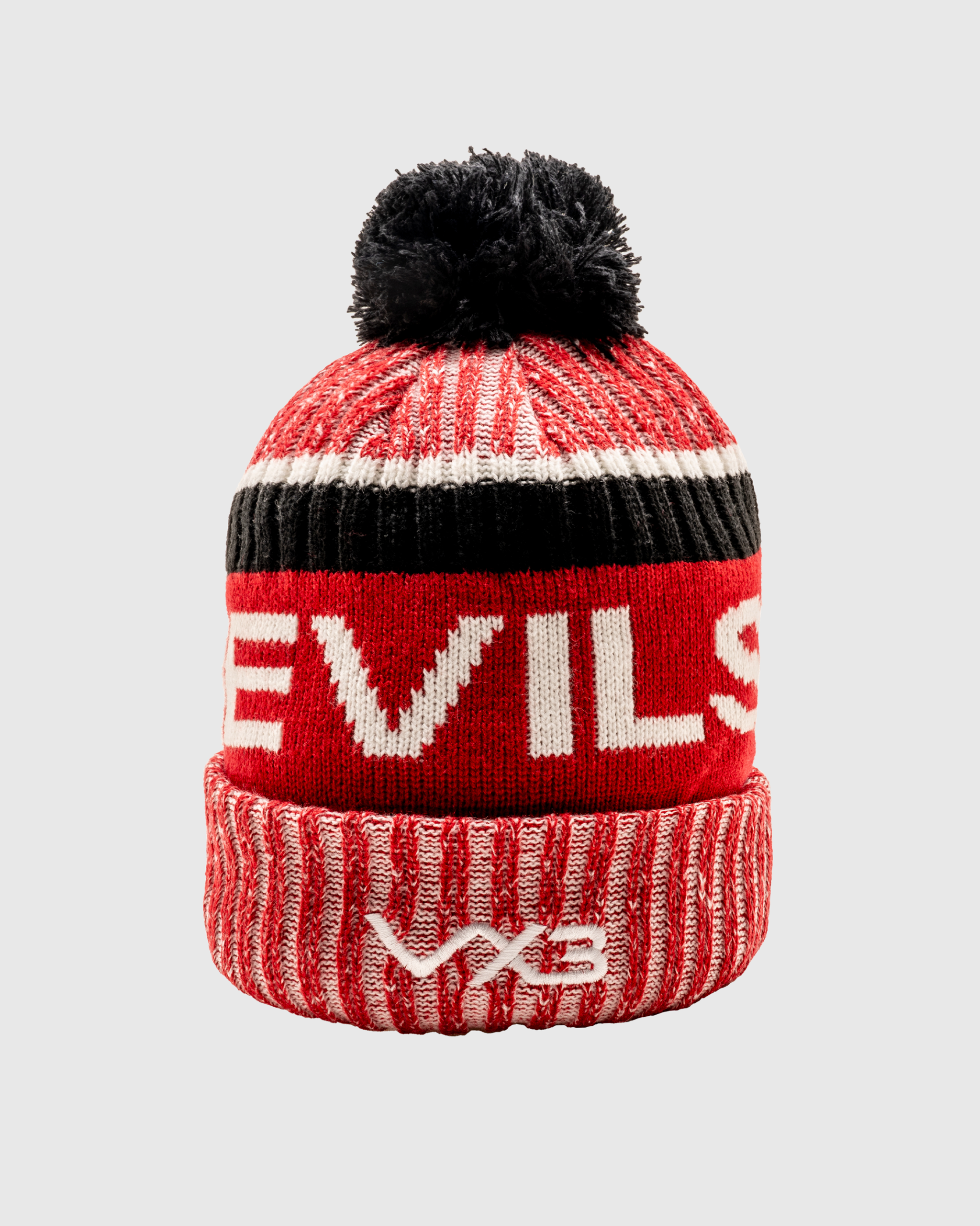 Salford Red Devils 2025 Marl Bobble Hat Red/Black/White