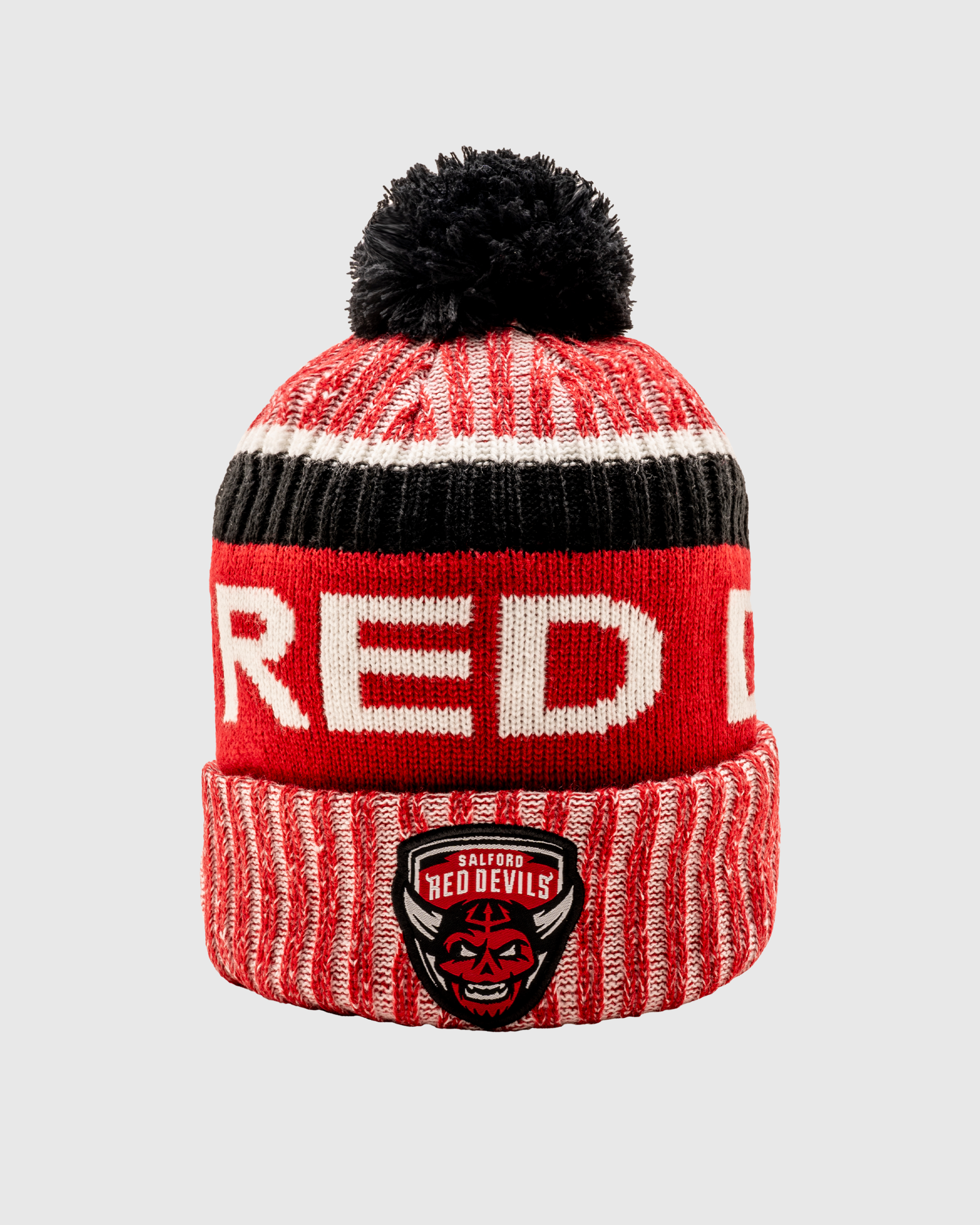 Salford Red Devils 2025 Marl Bobble Hat Red/Black/White