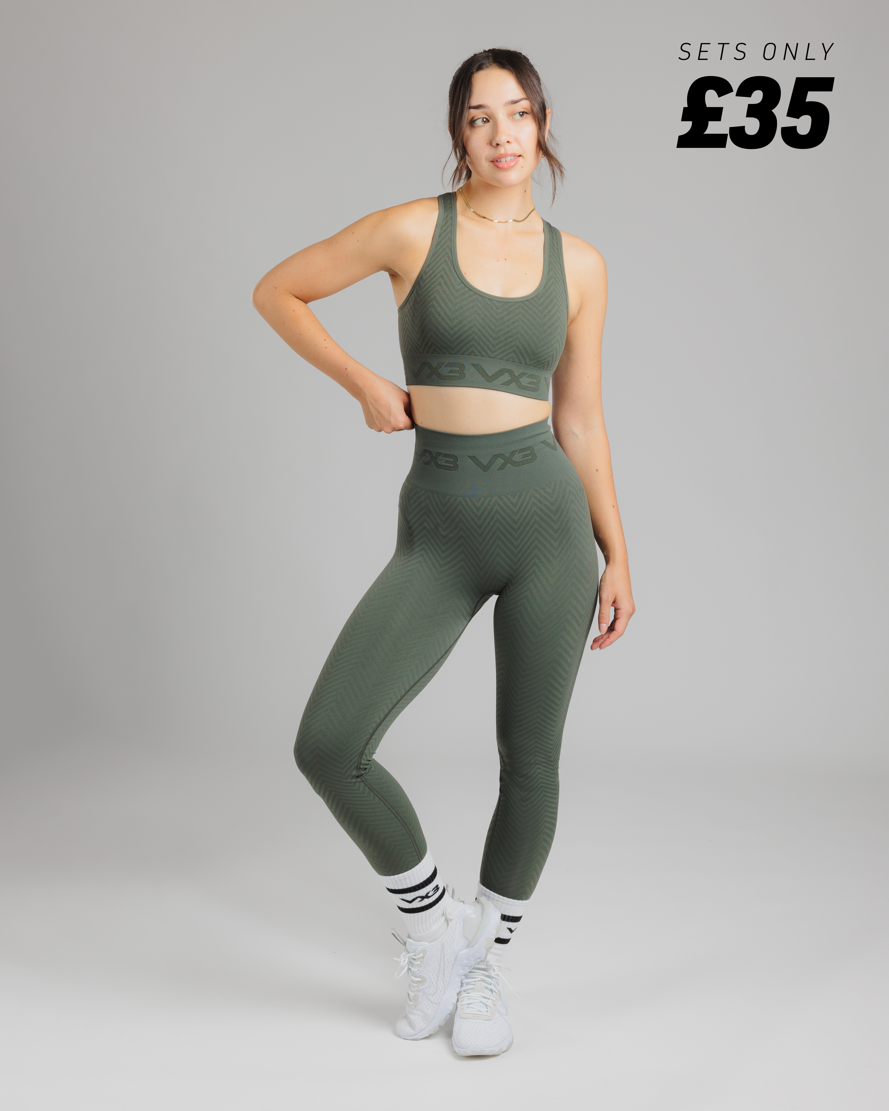 Spira Seamless Bra and Legging Set Olive