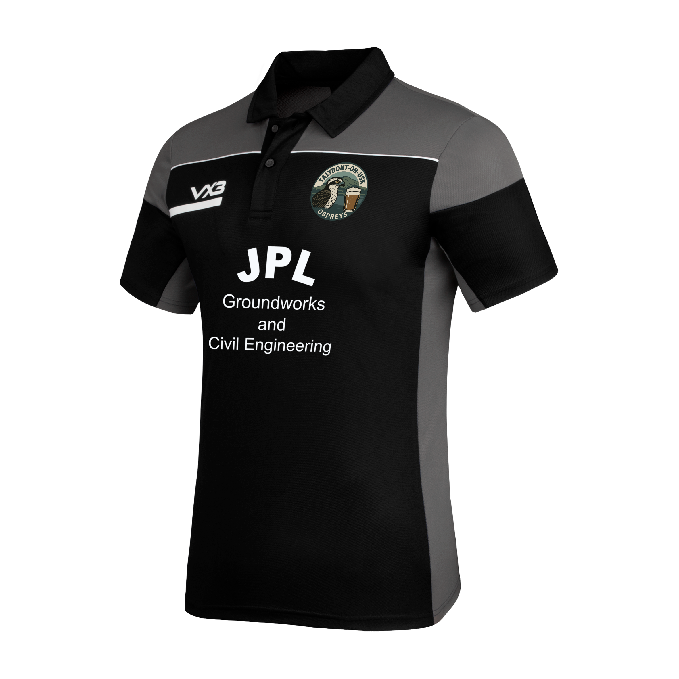 Talybont Ospreys CC Opus Polo - Black Grey