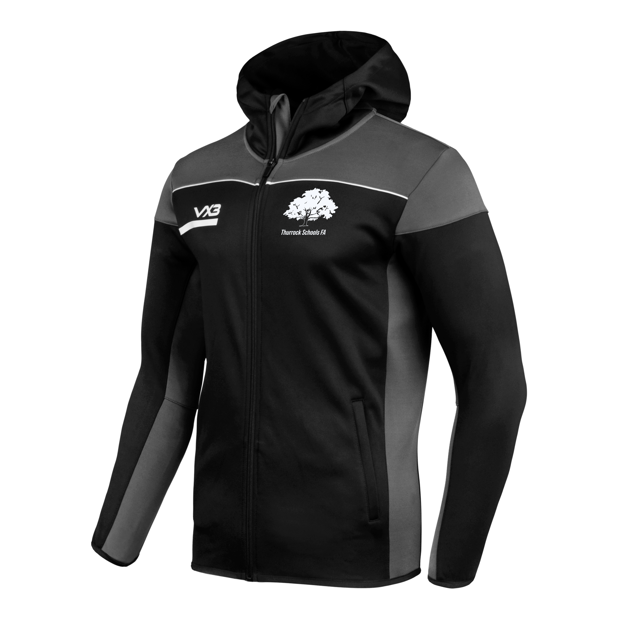 Thurrock Schools FA Opus Zoodie Youth - Black Grey