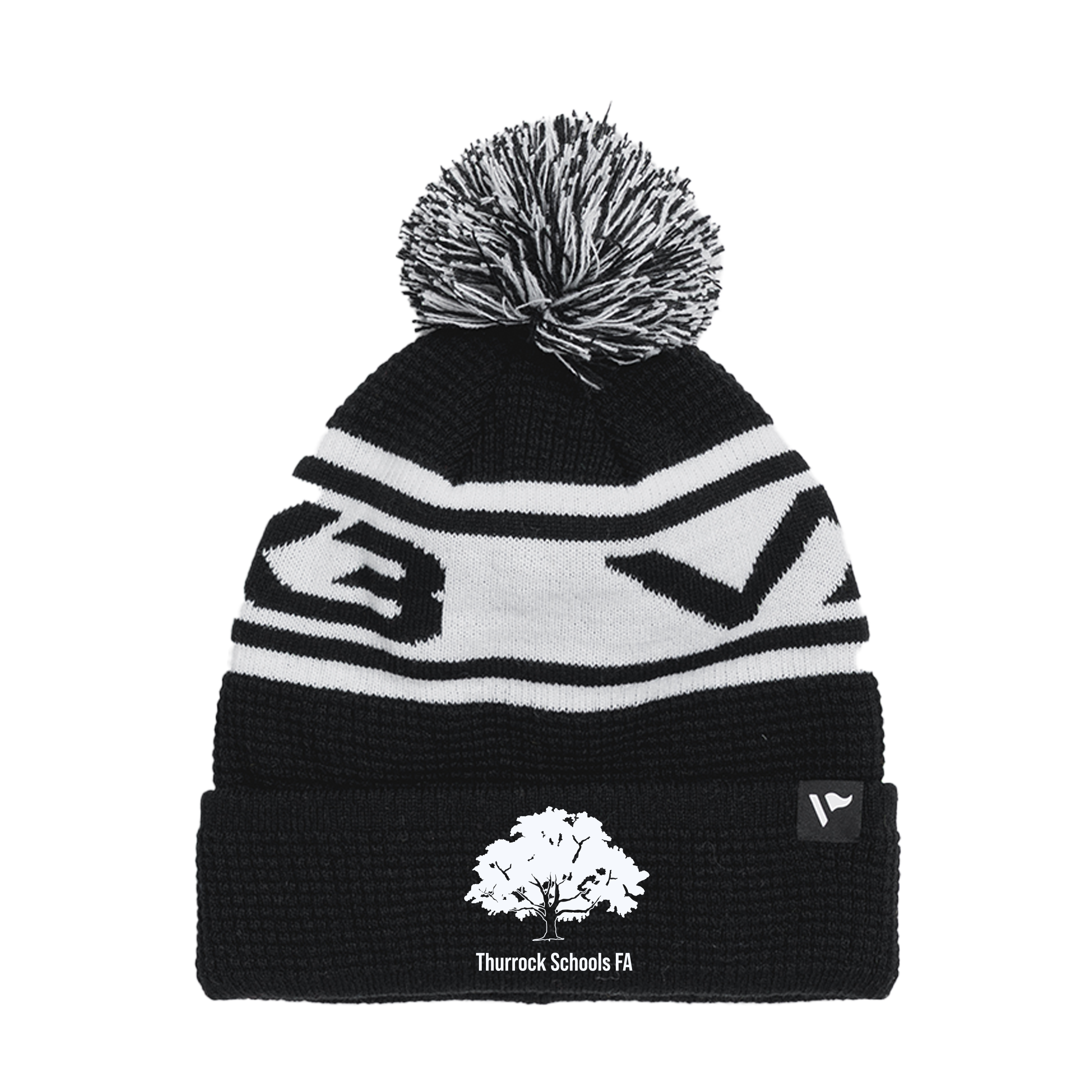Thurrock Schools FA Waffle Knit Bobble Hat - Black/White