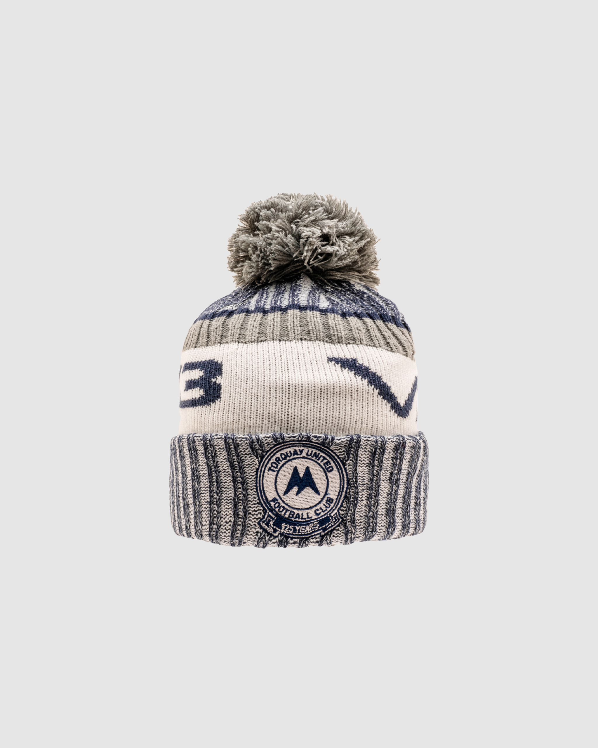 Torquay United FC Marl Bobble Hat Navy/Grey