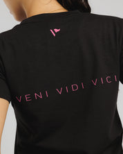Veni Vidi Vici Ladies Tee Black/Hot Pink