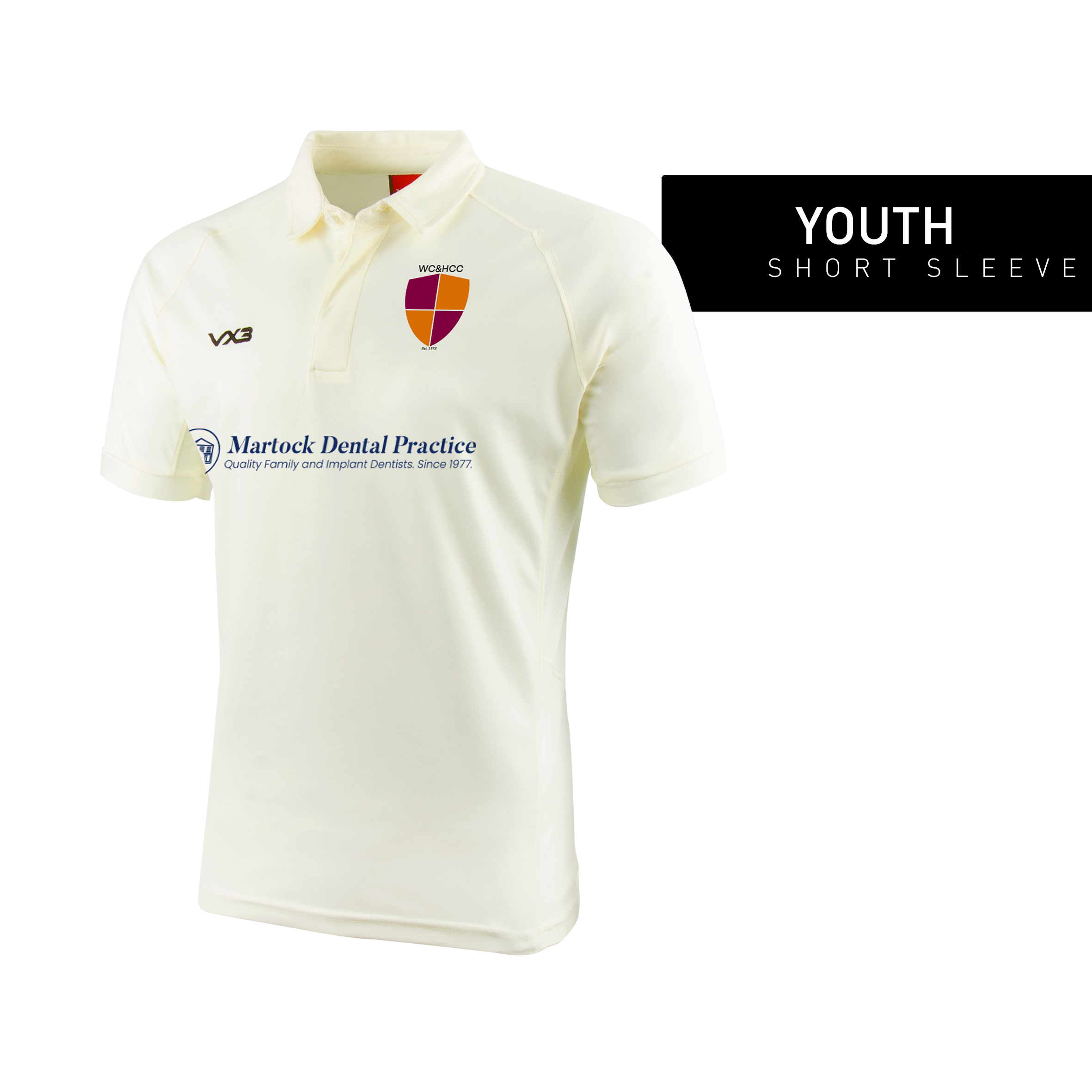 West Coker and Hardington Cricket Club Cricket Whites Youth Short Sleeve Shirt
