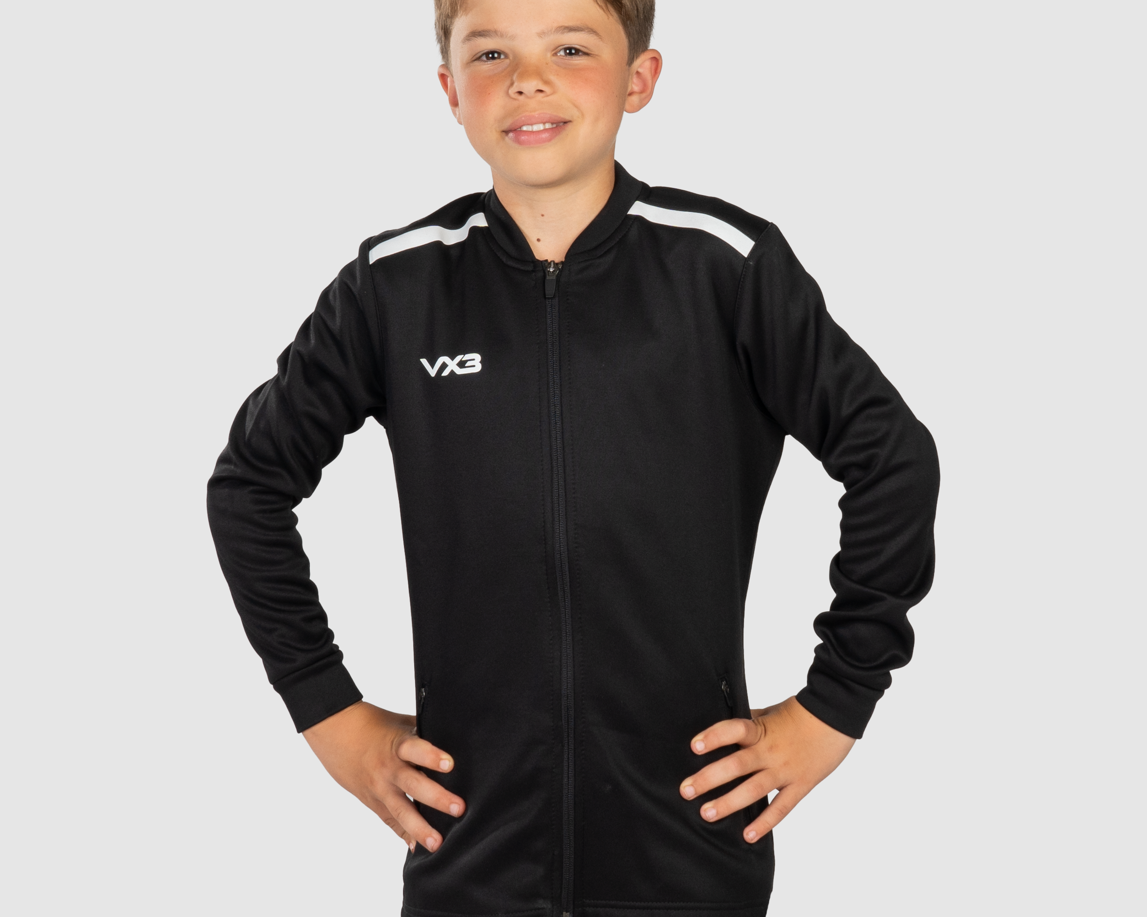 YouthFortisPresJacketBlackWhiteFront.png