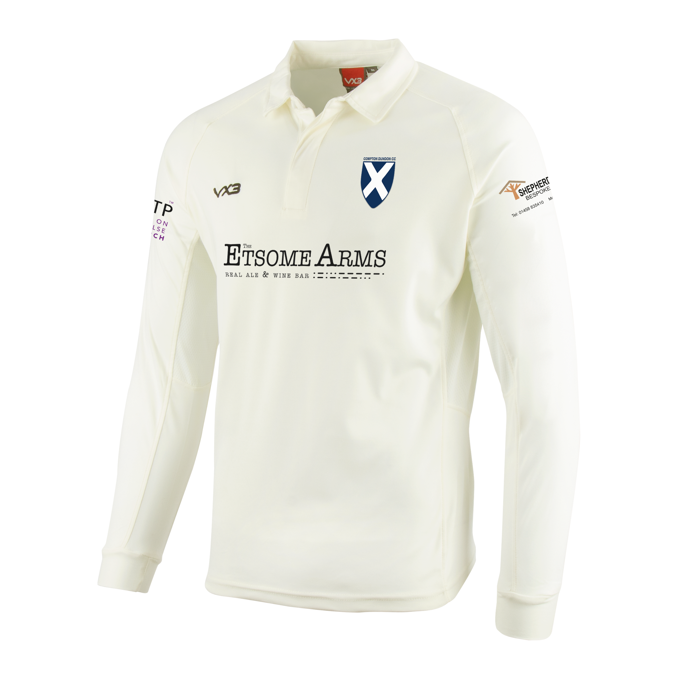 Compton Dundon Cricket Club Whites L/S Shirt
