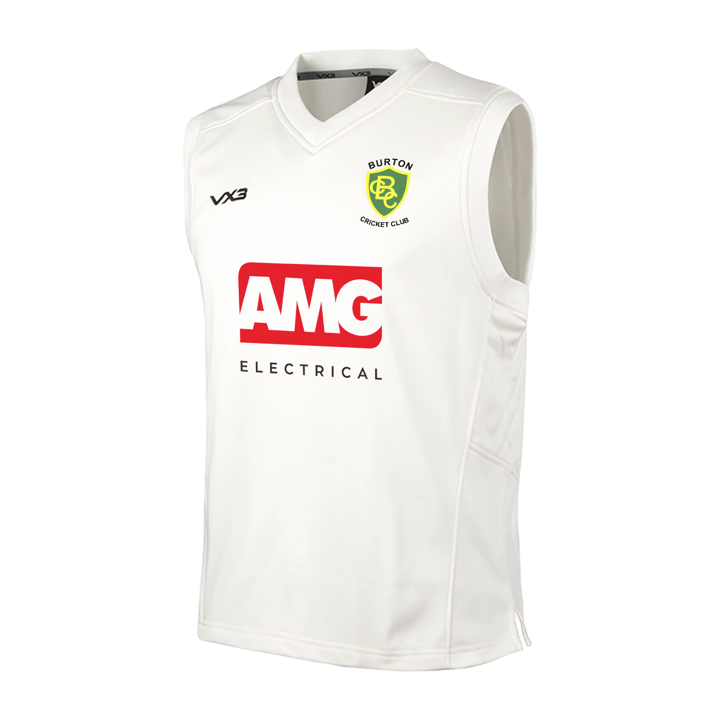 Burton CC Cricket Whites Youth Slipover Elite