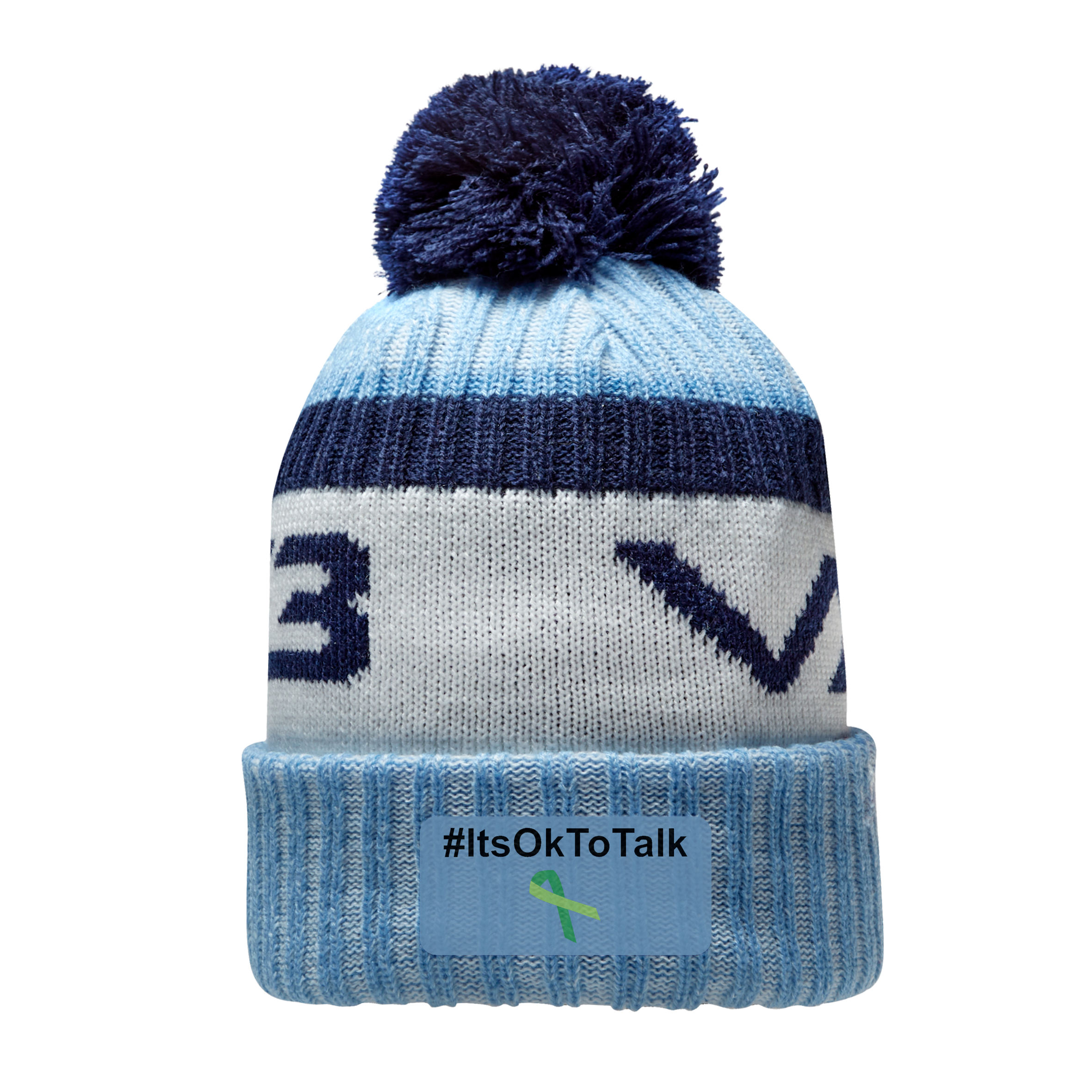 Conisbrough CC Marl Bobble Hat Sky/Navy/Antique White