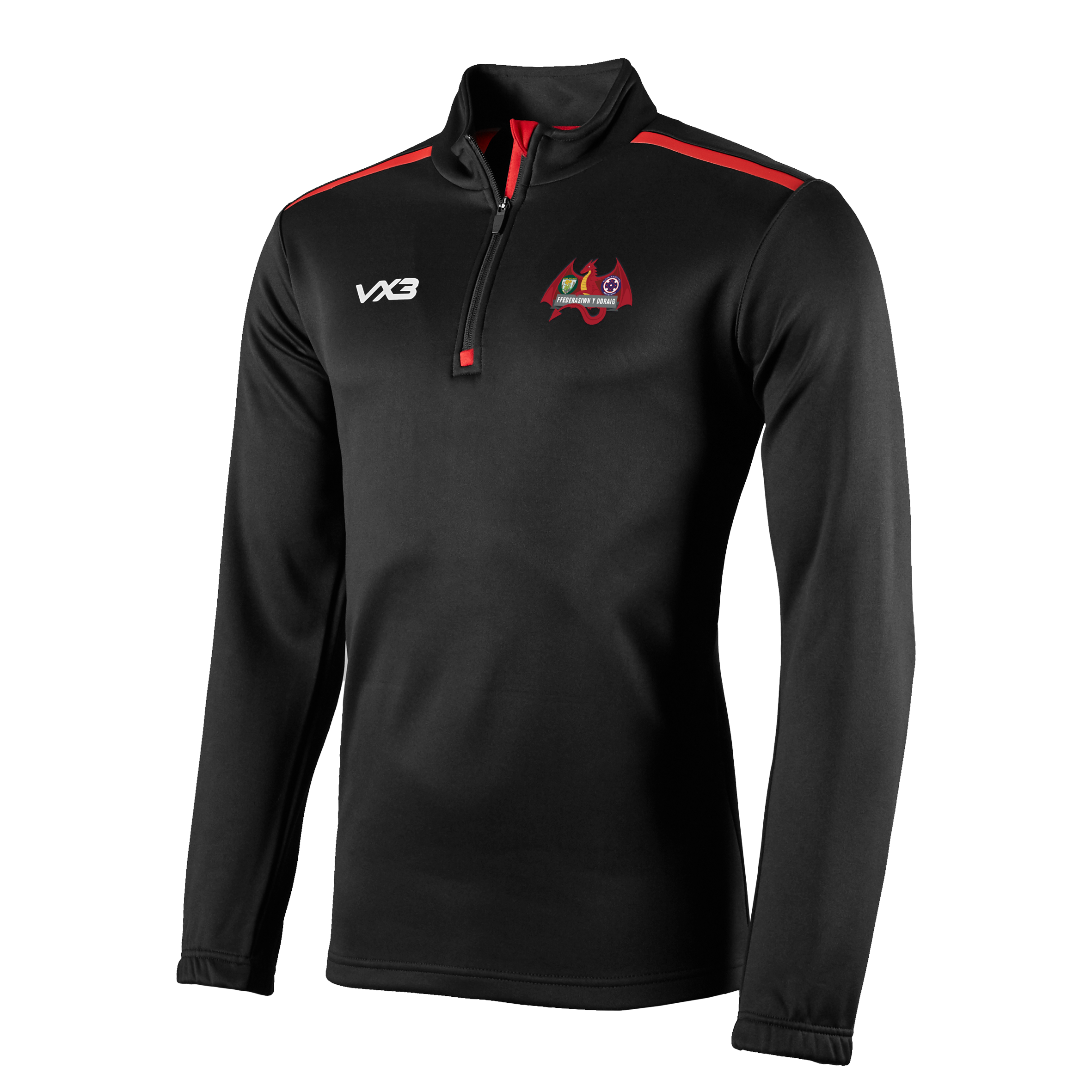 Ffederasiwn y Ddraig Fortis Half Zip Sweat Black
