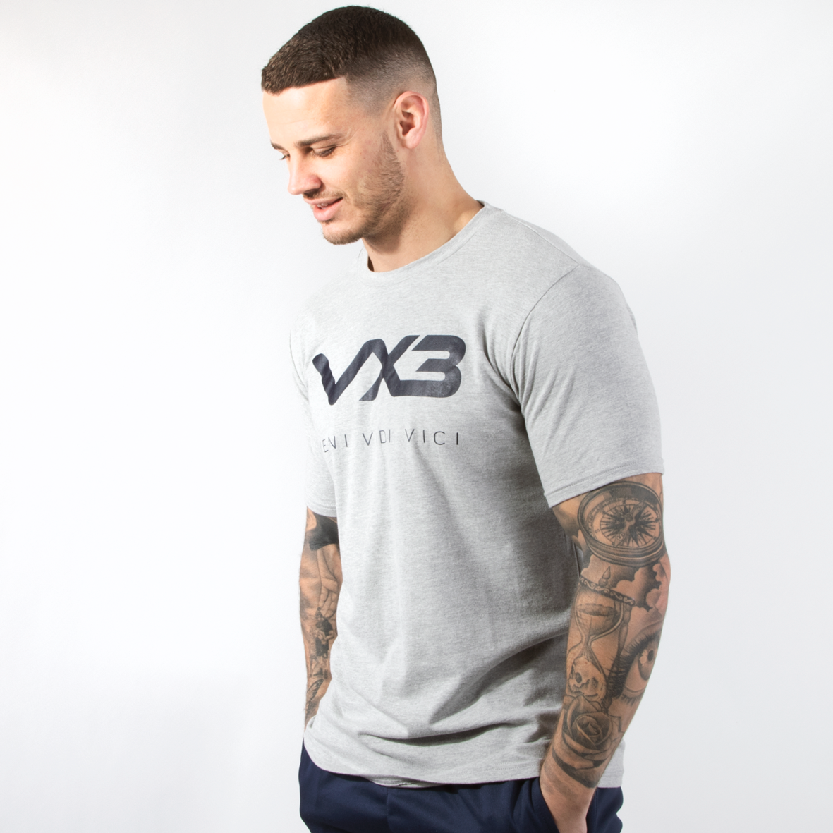 Invicta Tee Grey Marl/Navy