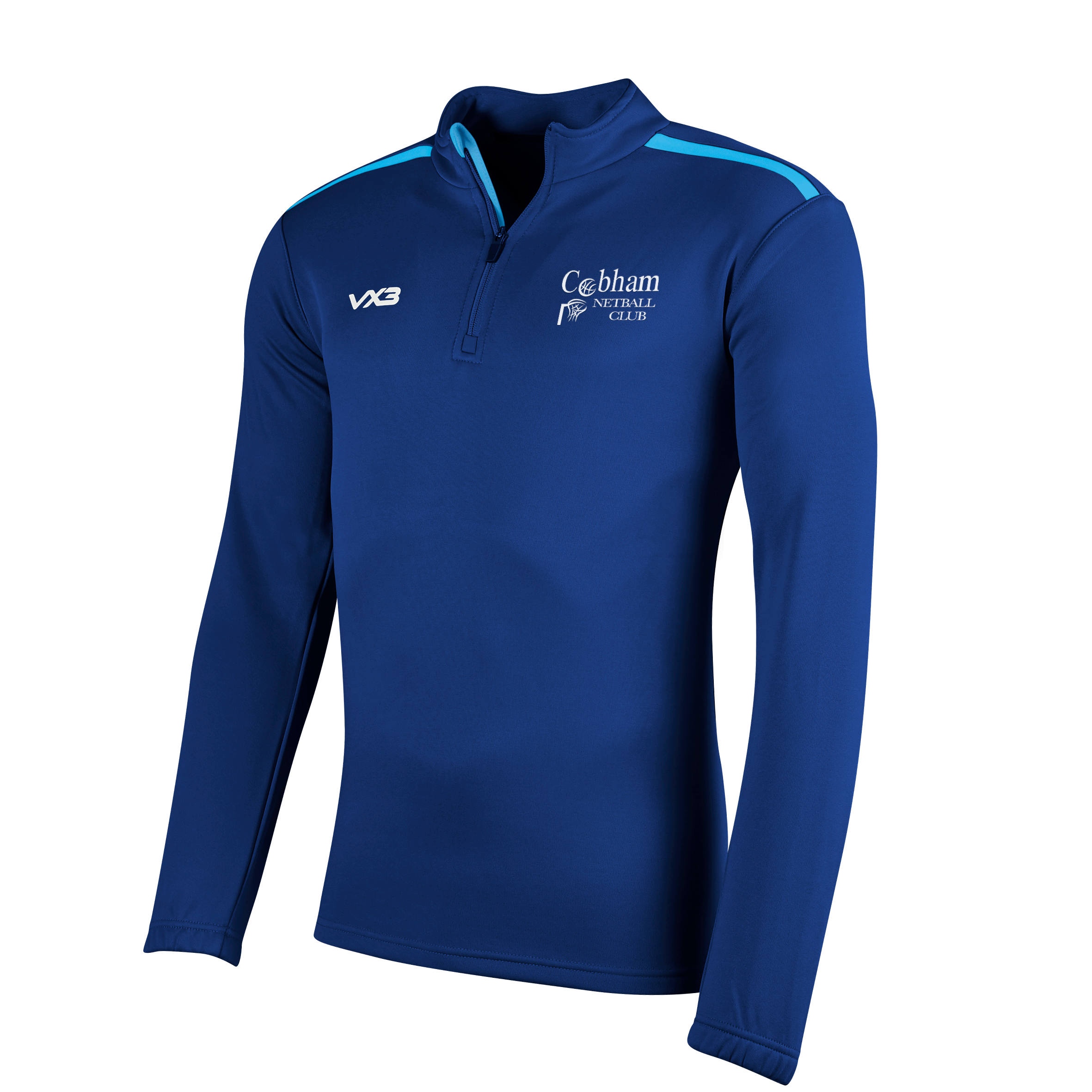 Cobham Netball Club Fortis Youth Half Zip Sweat Navy/Sky