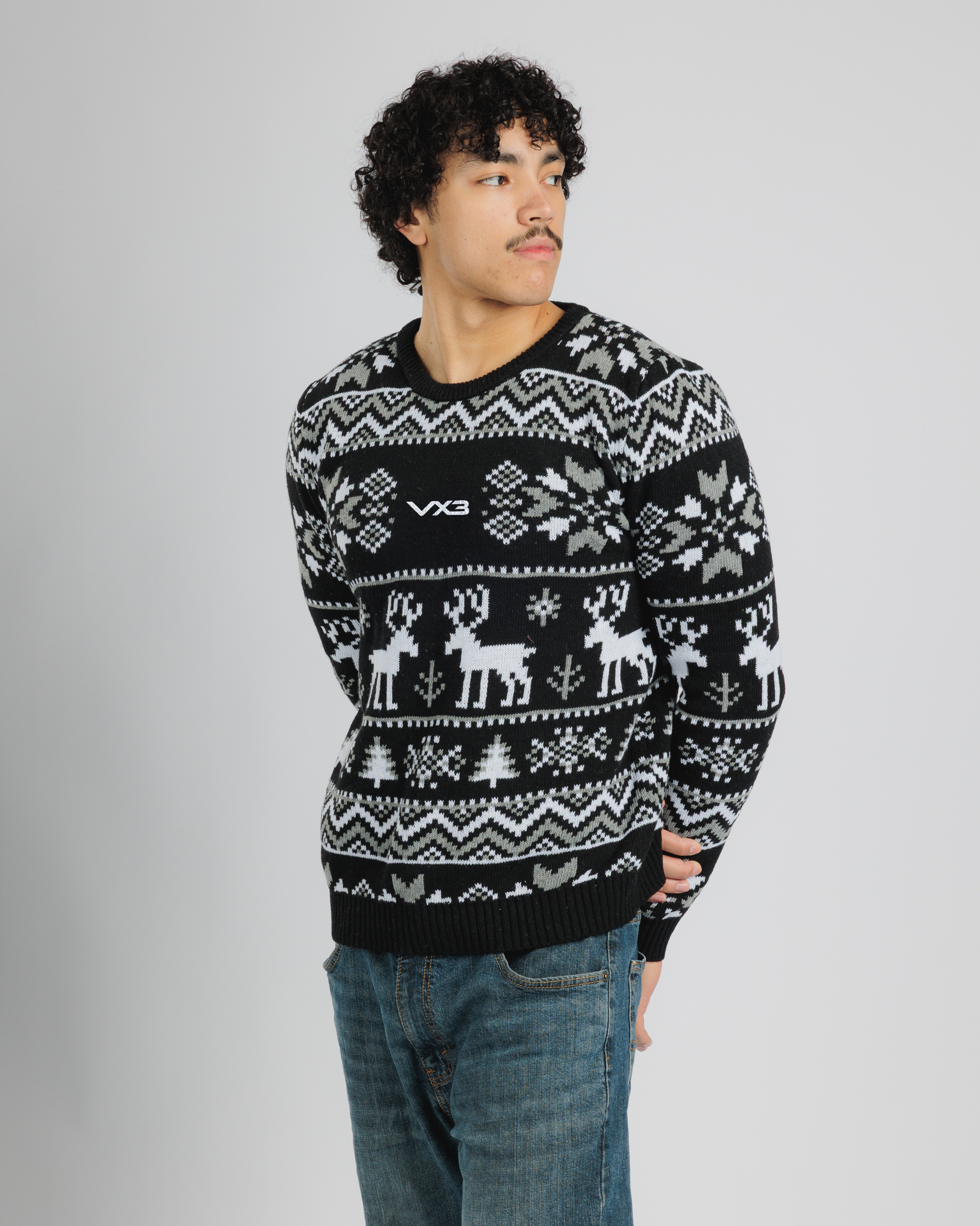 VX3 Christmas Jumper - Black/Grey/White Youth