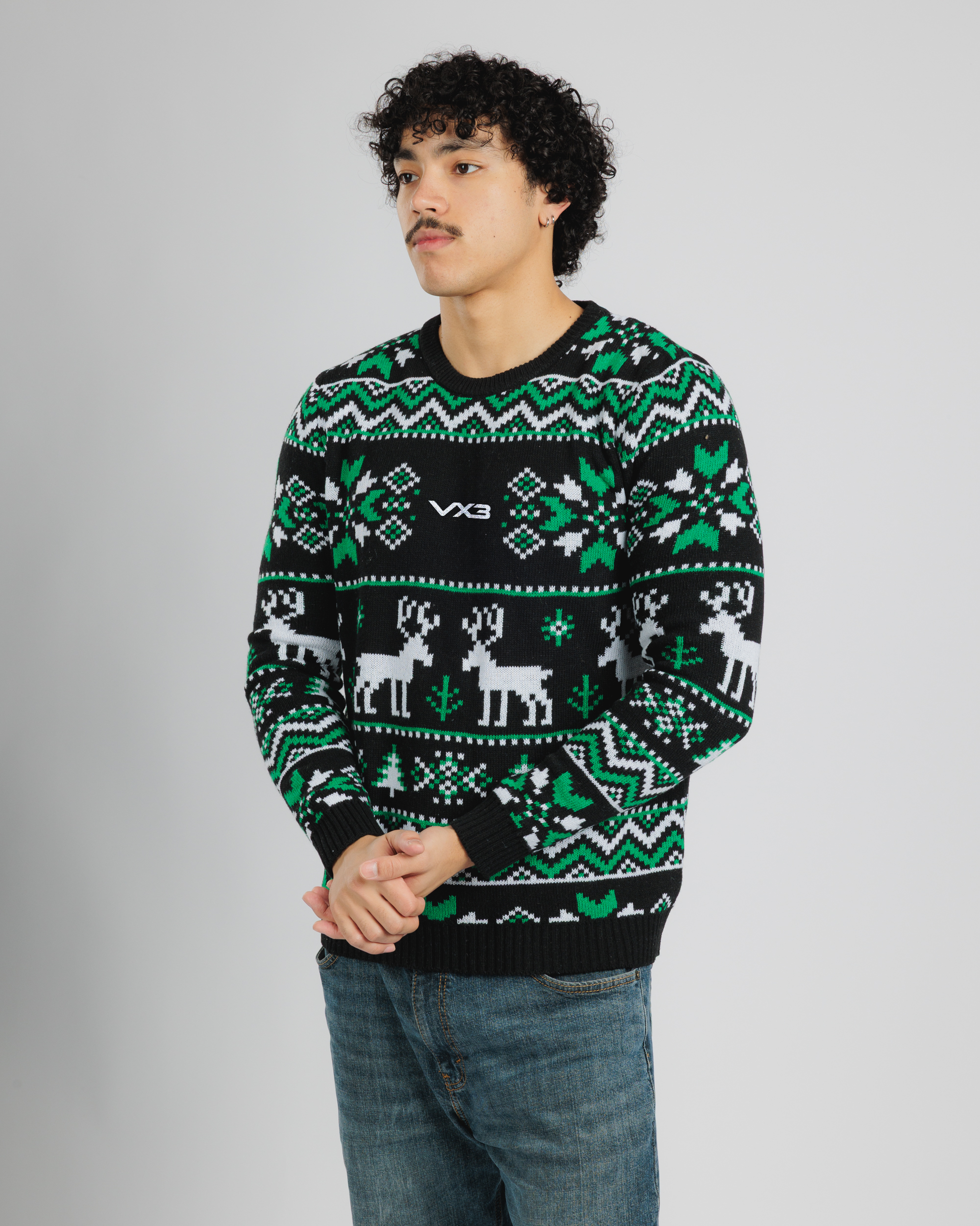 VX3 Christmas Jumper - Black/Emerald/White